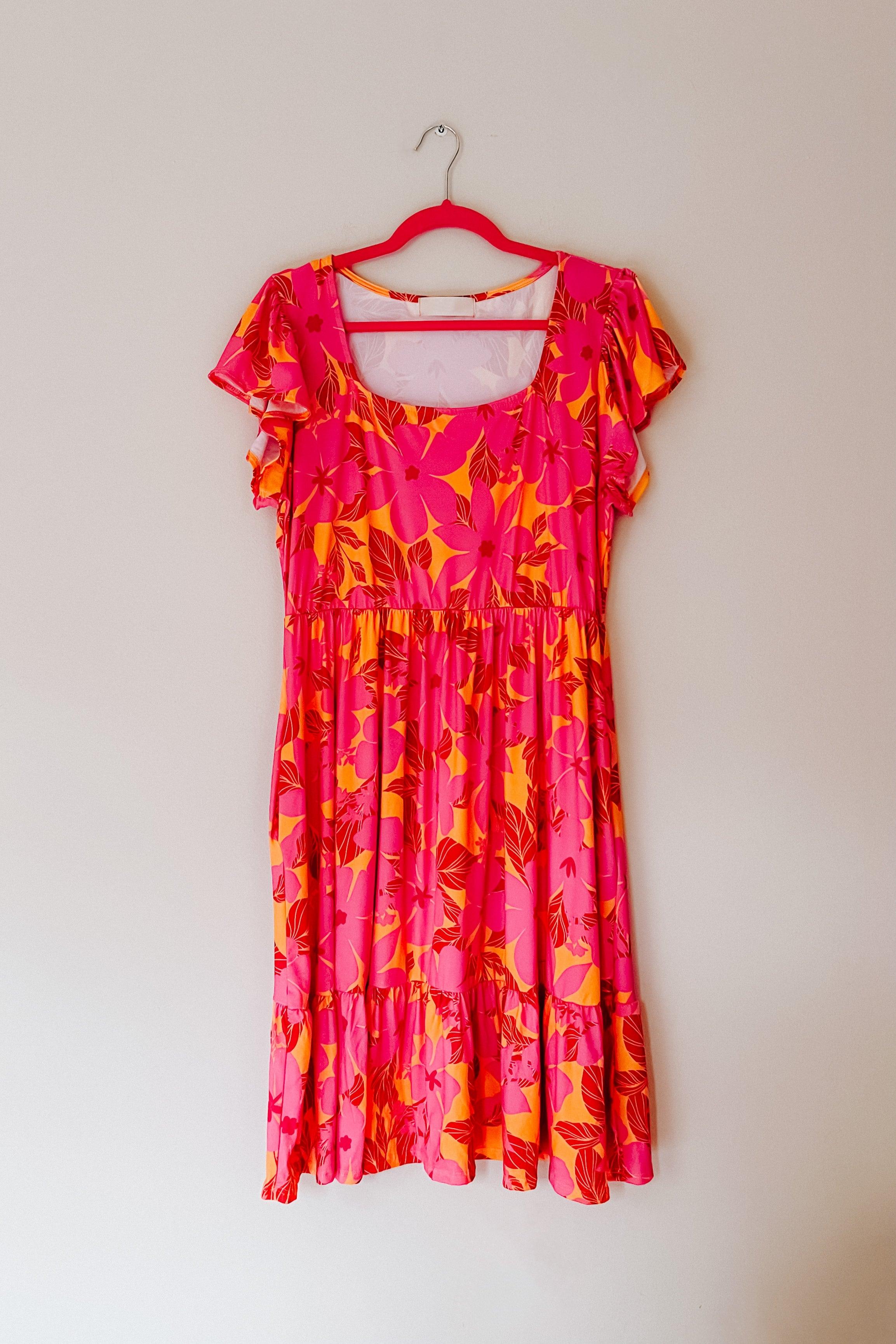 Sun Streaked Afternoon Square Neck Dress - Atomic Wildflower
