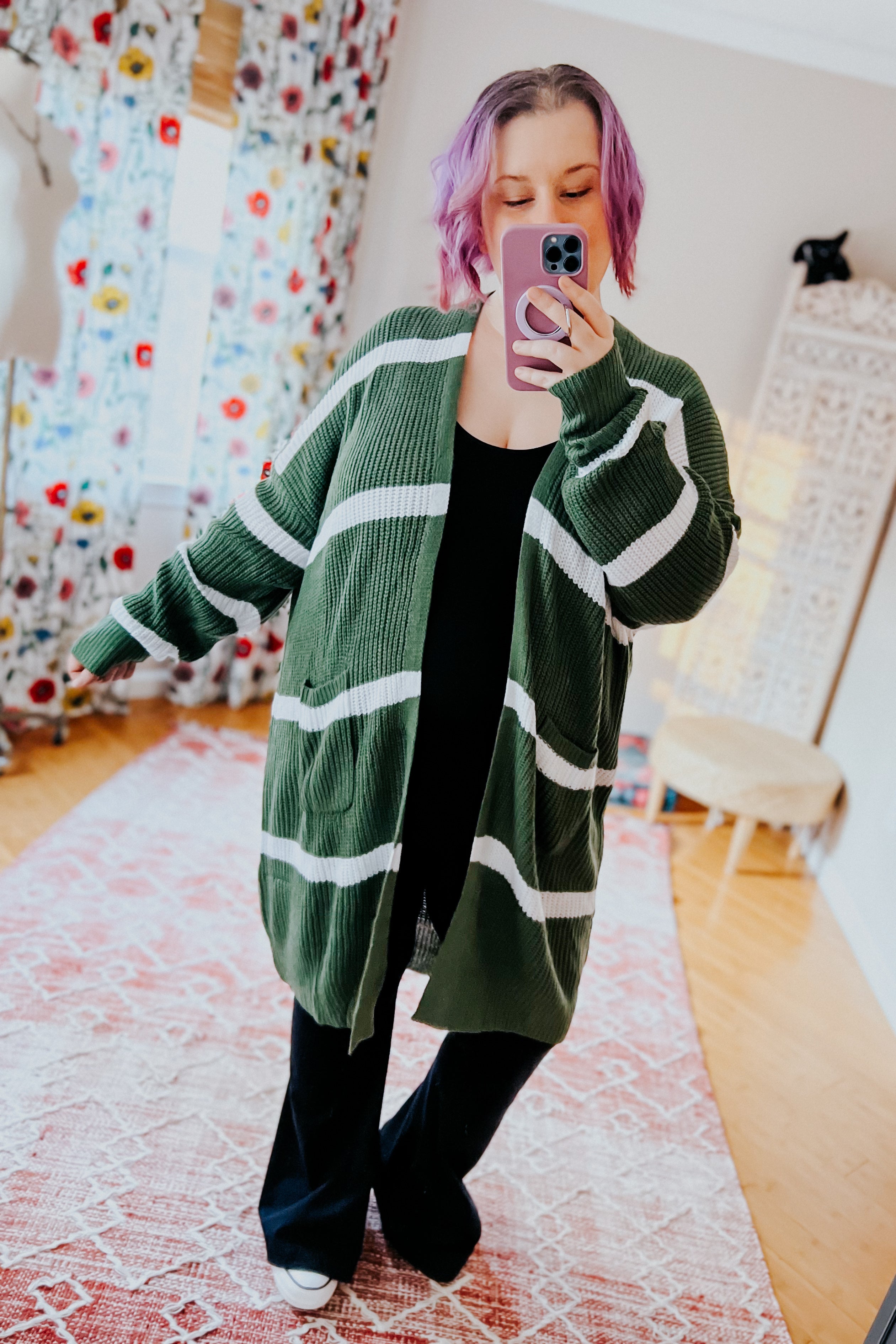 Brighter is Better Striped Cardigan • Green