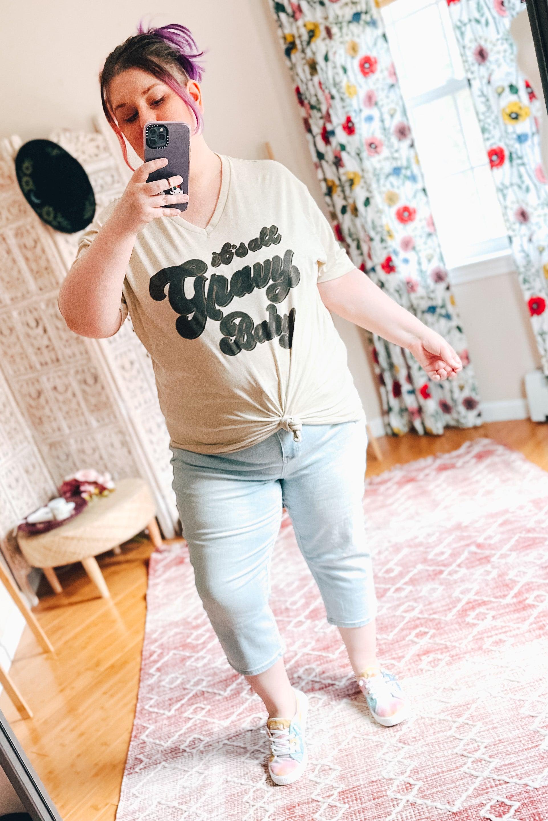 It’s All Gravy Baby V Neck Tee - Atomic Wildflower
