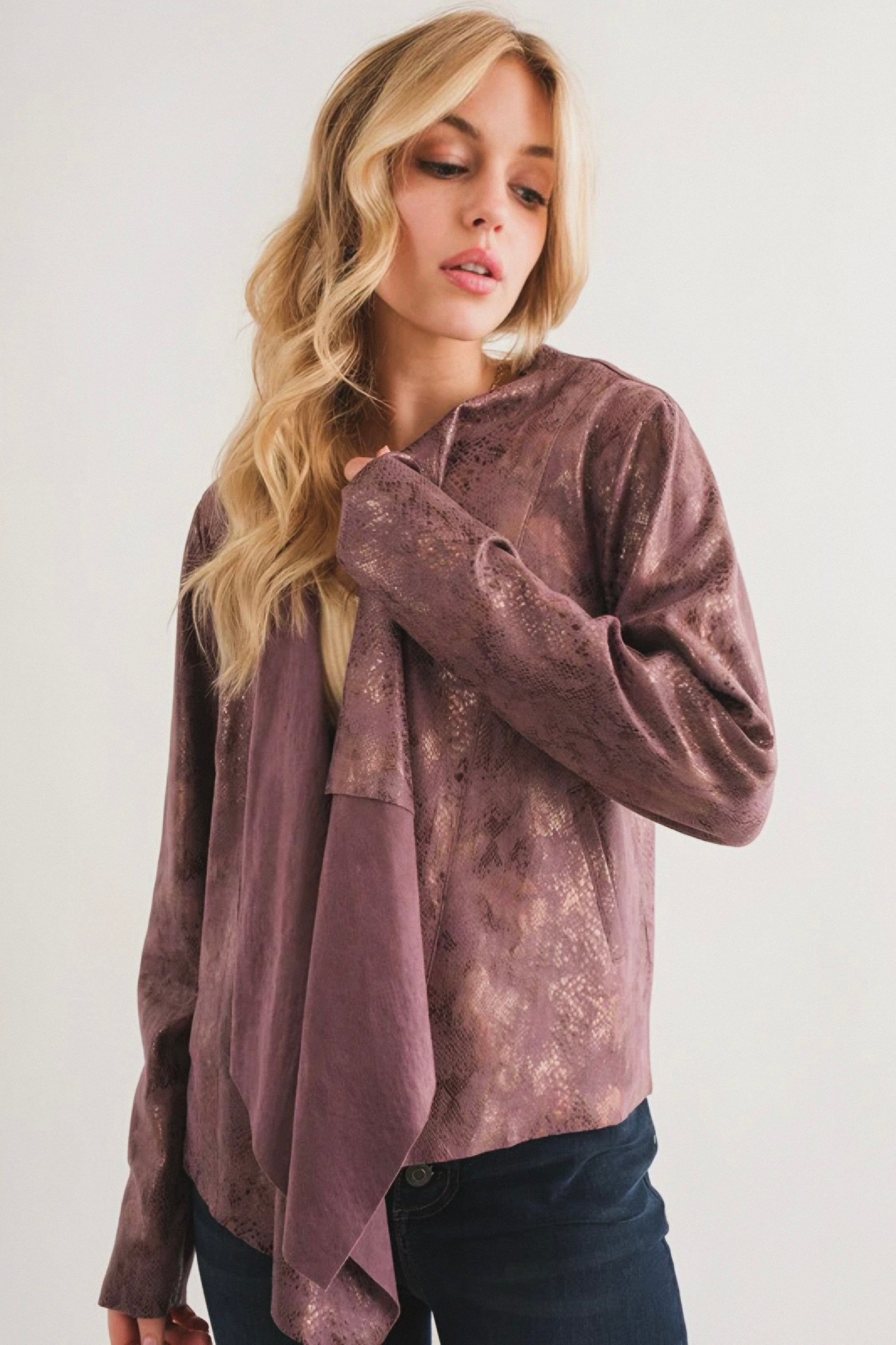 Plum Luxe Faux Suede Cardigan