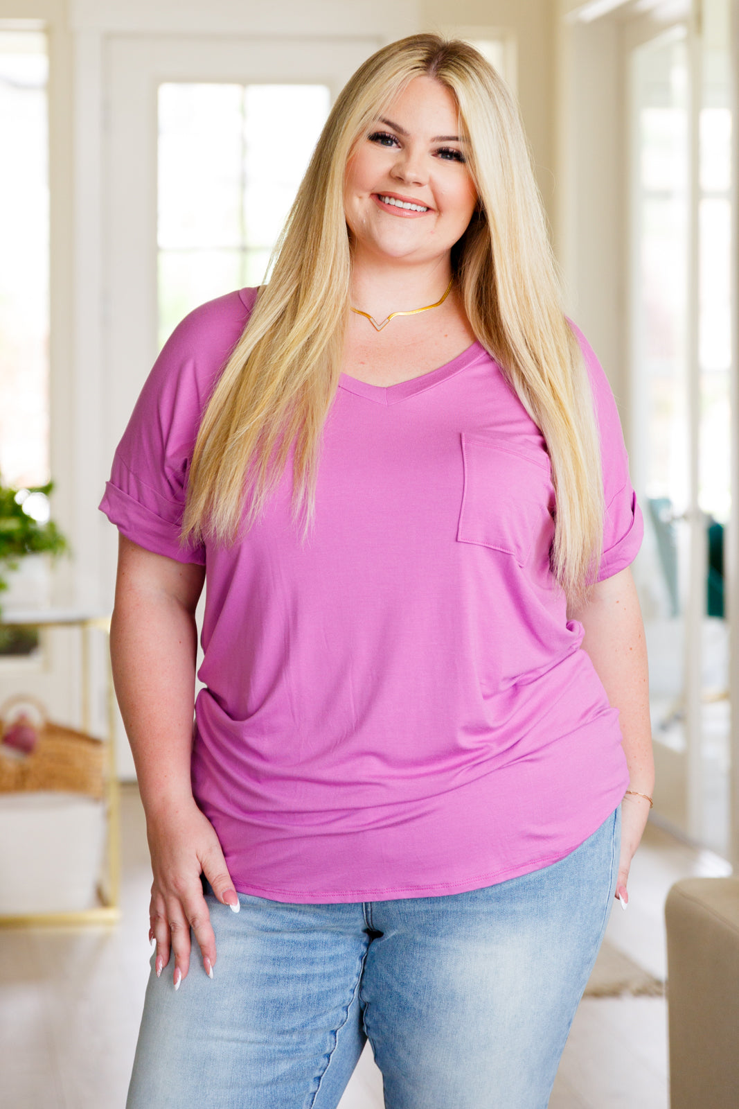 Absolute Favorite V-Neck Top • Orchid