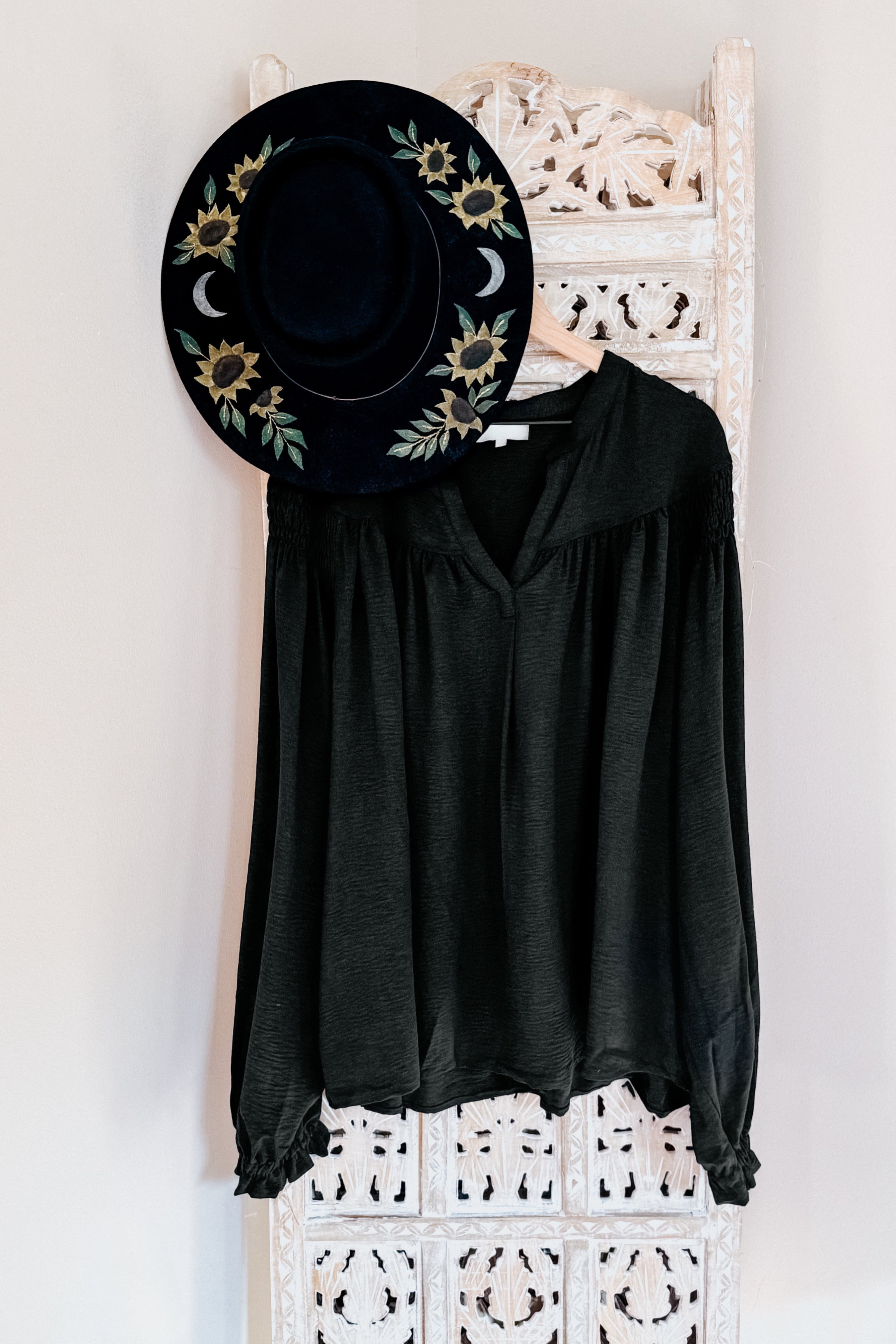 Believe It Or Not Peasant Top • Black