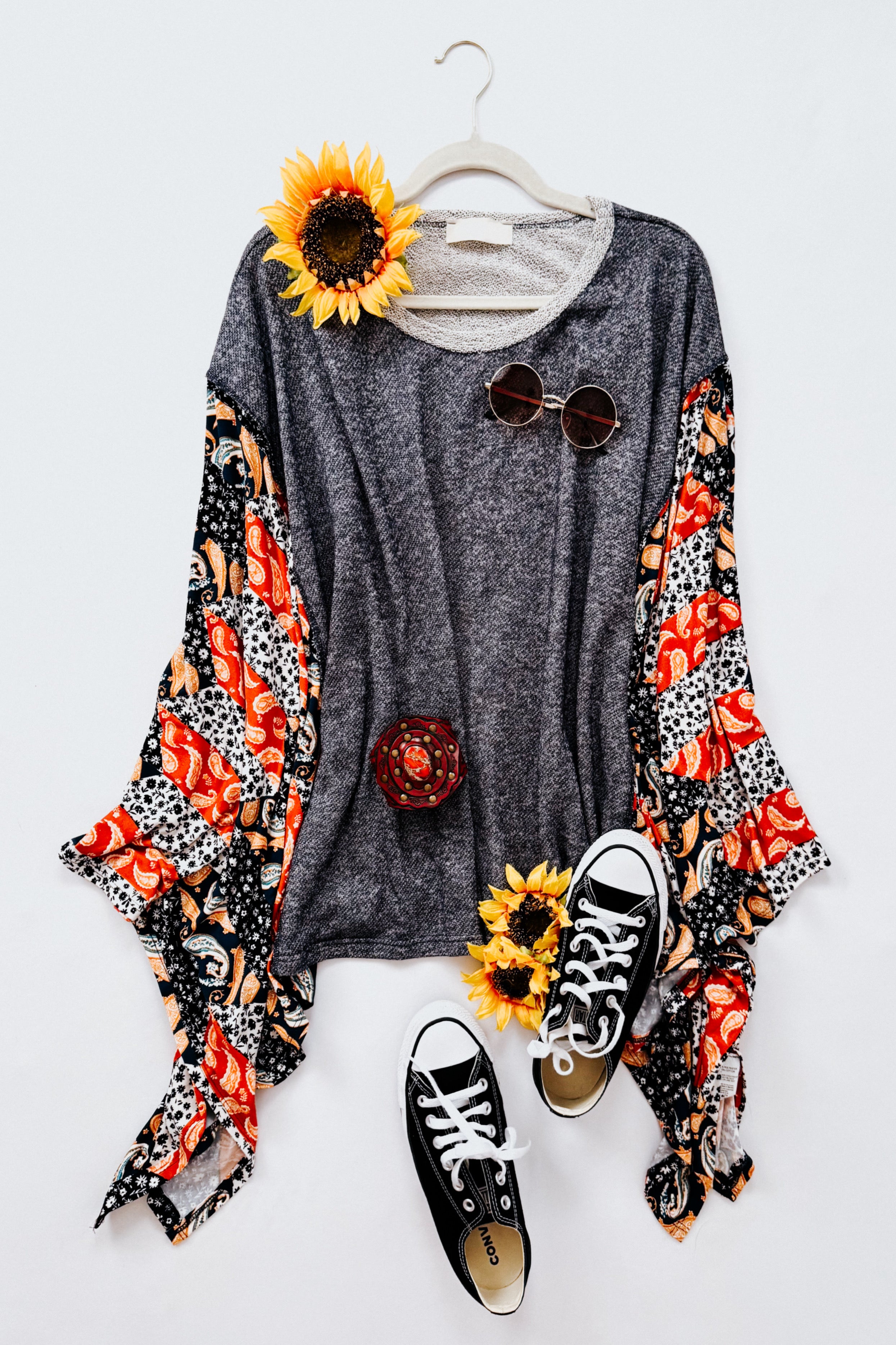 In A Paisley Daydream French Terry Poncho Top