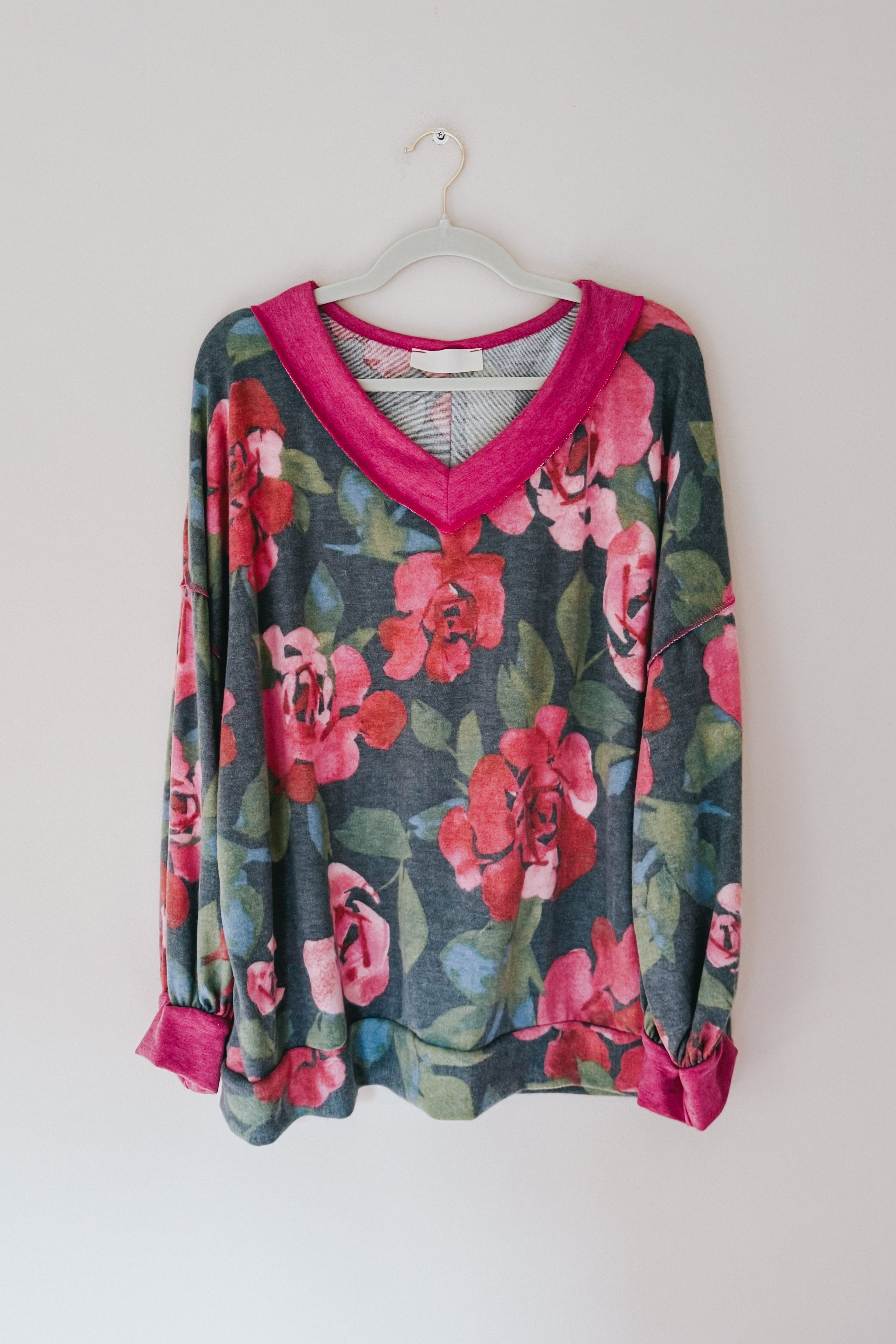 I Can Say Floral Print Hacci Knit Sweater