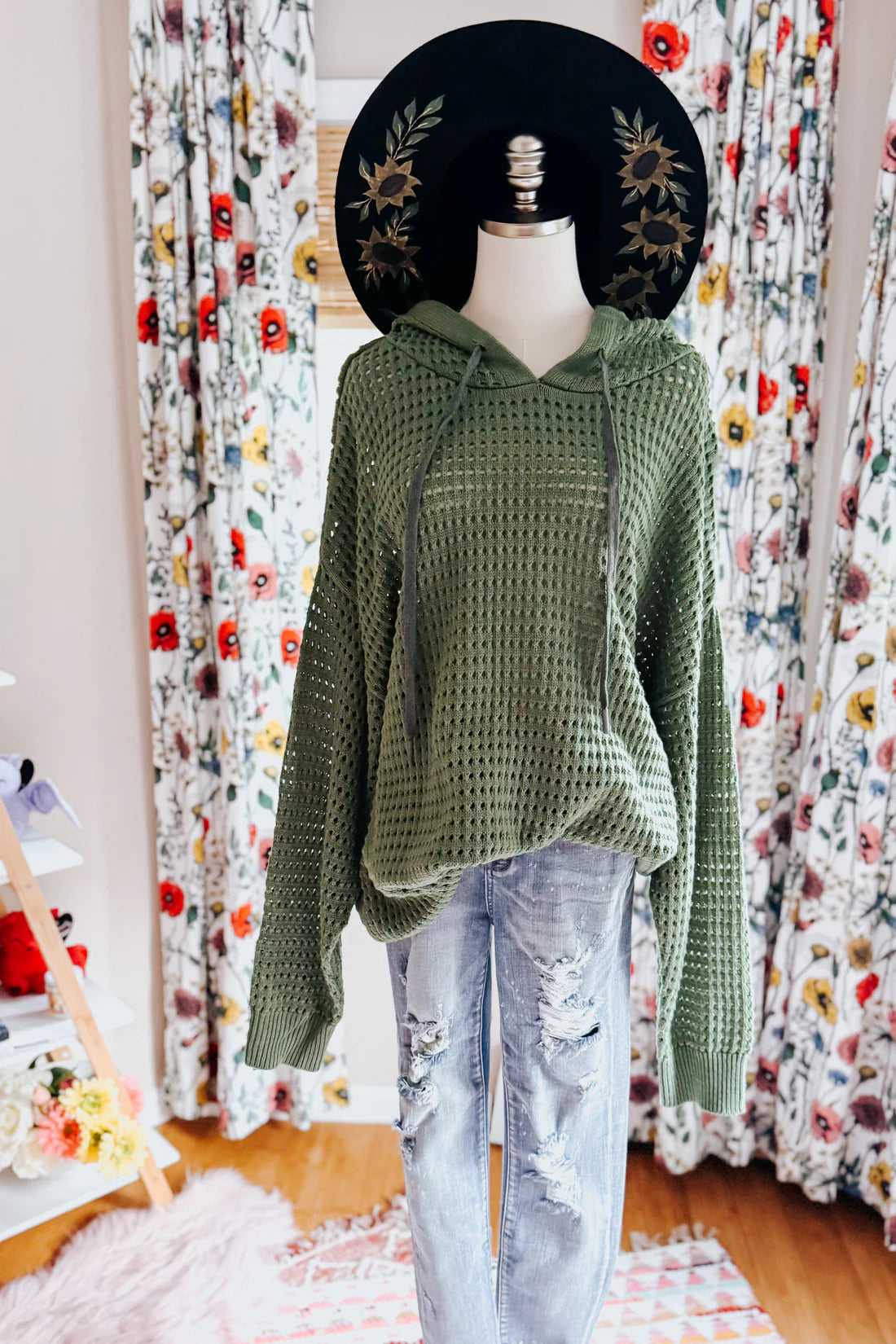 What a Catch Open Weave Pullover