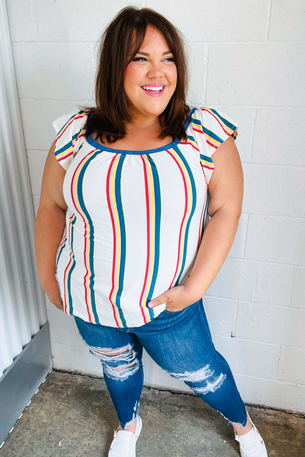 Special Moment Raglan Flutter Sleeve Top
