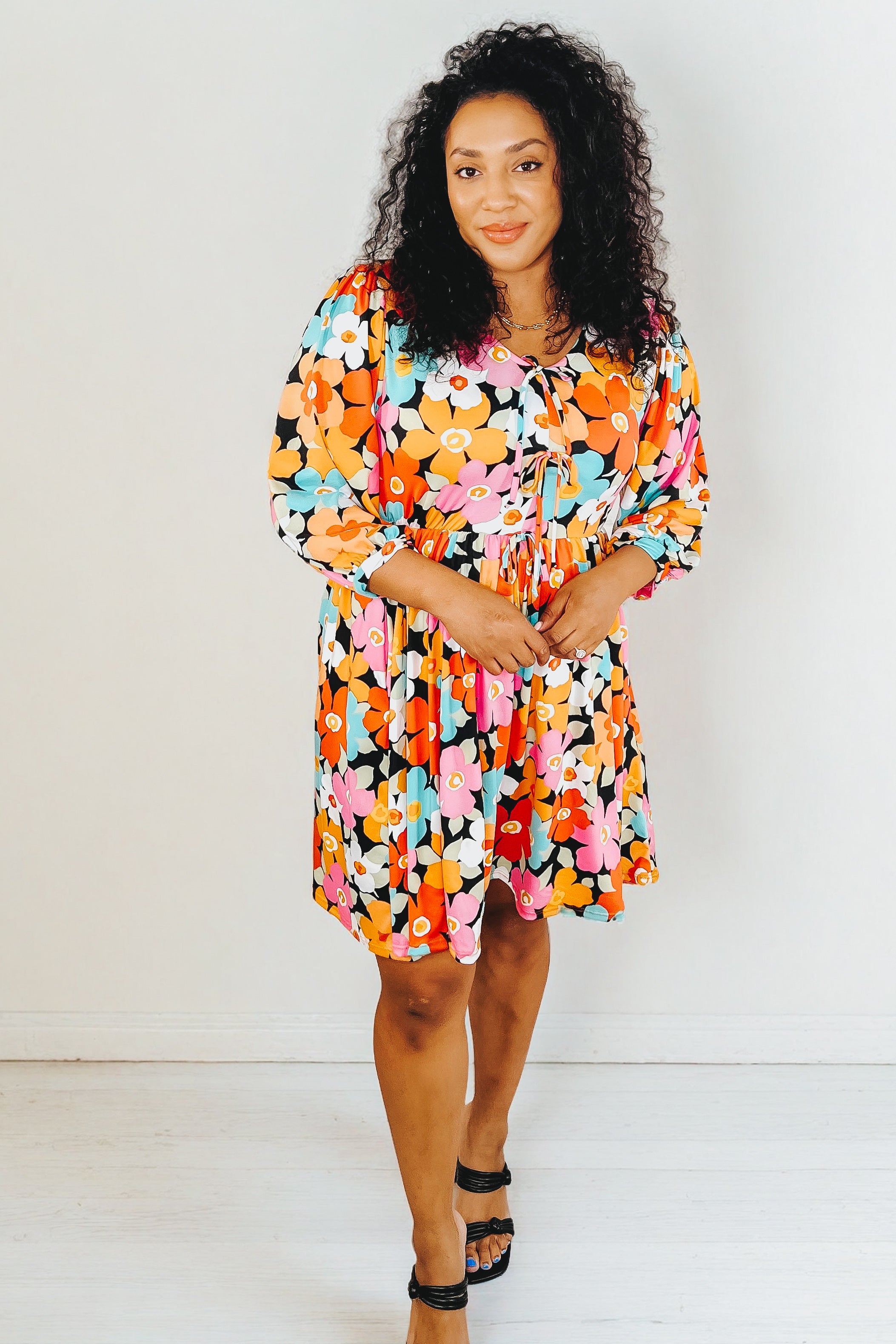 Little Bold V-Neck Knit Dress