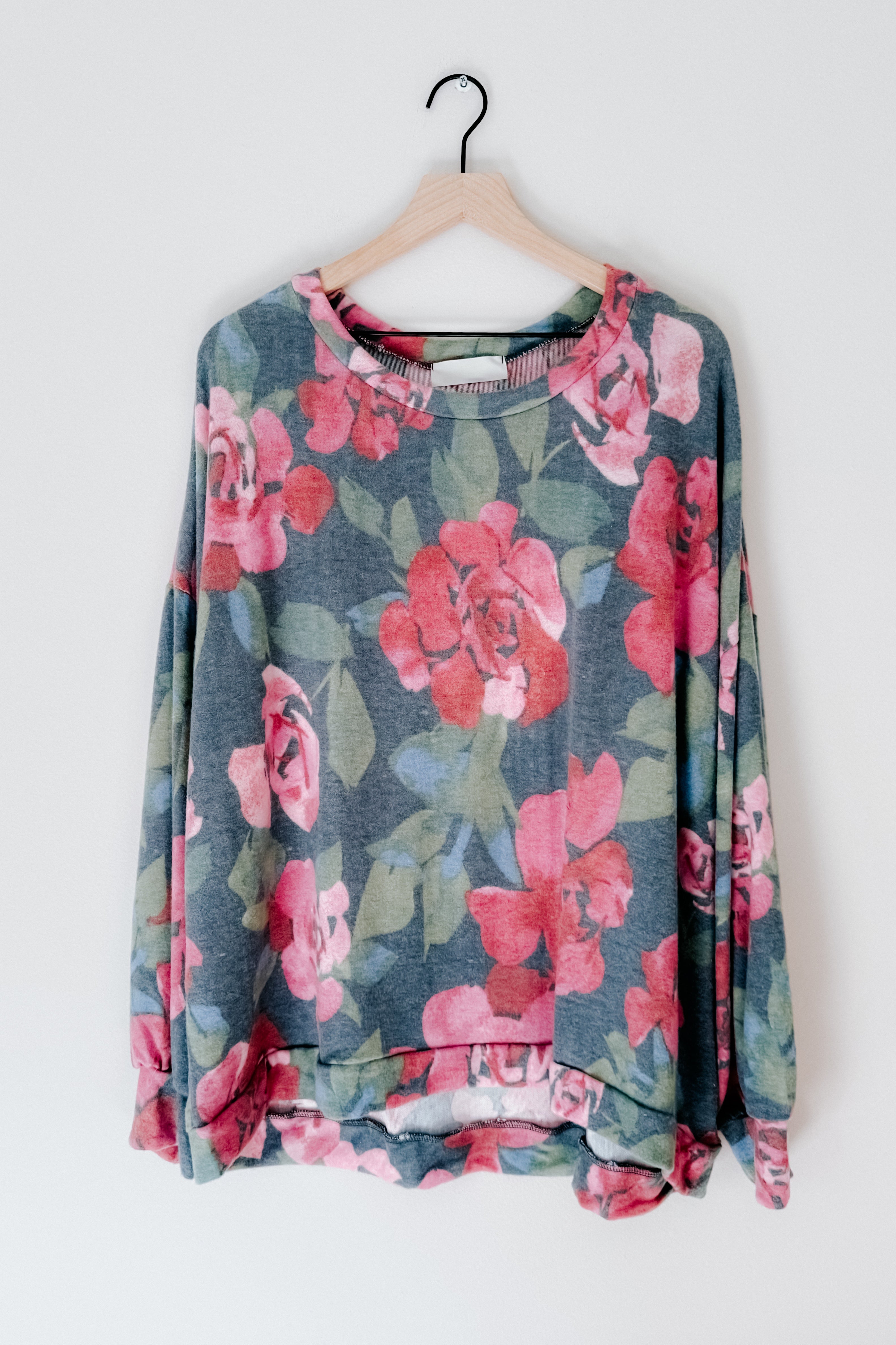 Forever Young Floral Brushed Hacci Sweater Top
