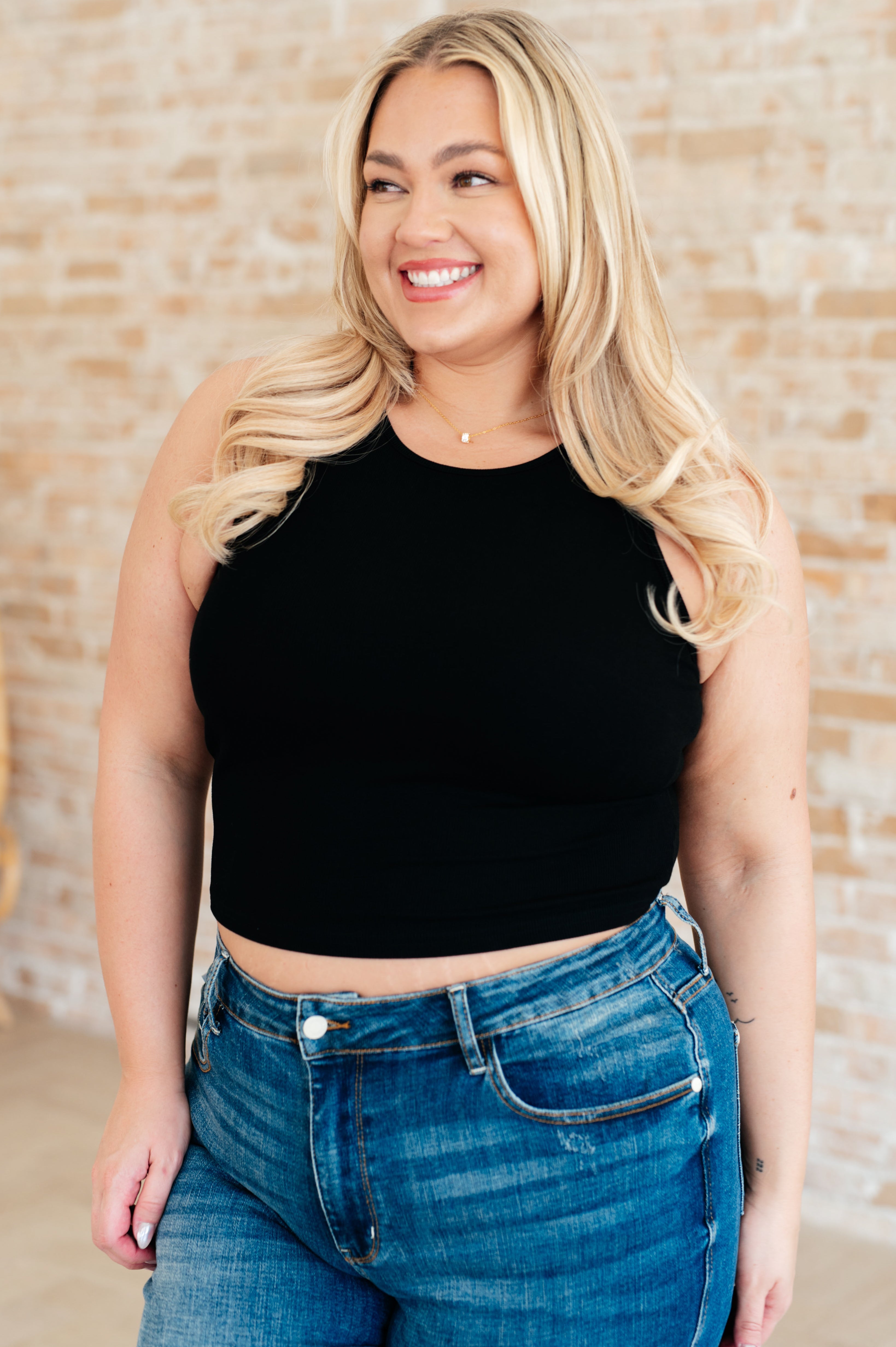 Cream of the Crop Rib Knit Tank Top • Black
