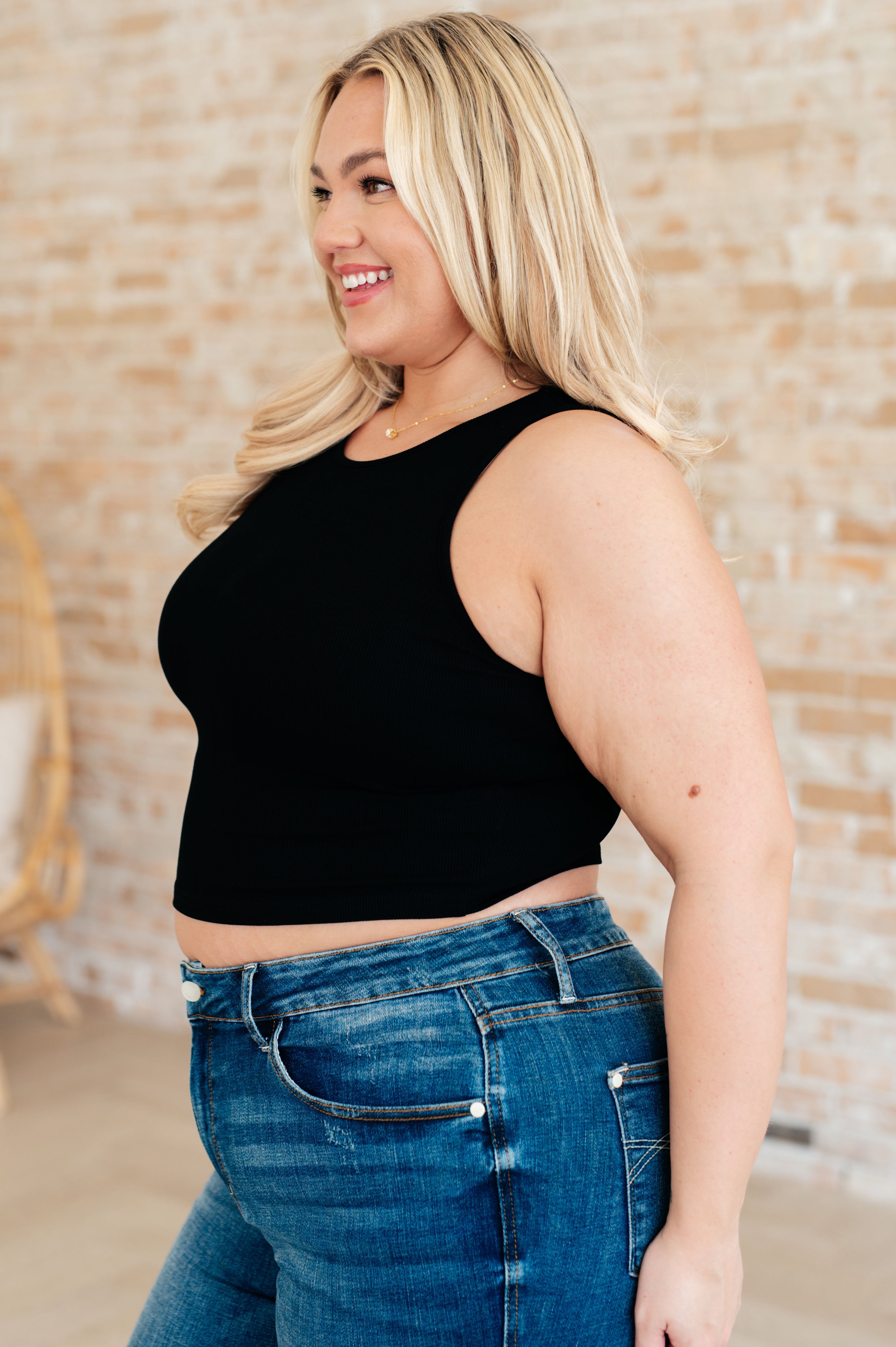 Cream of the Crop Rib Knit Tank Top • Black