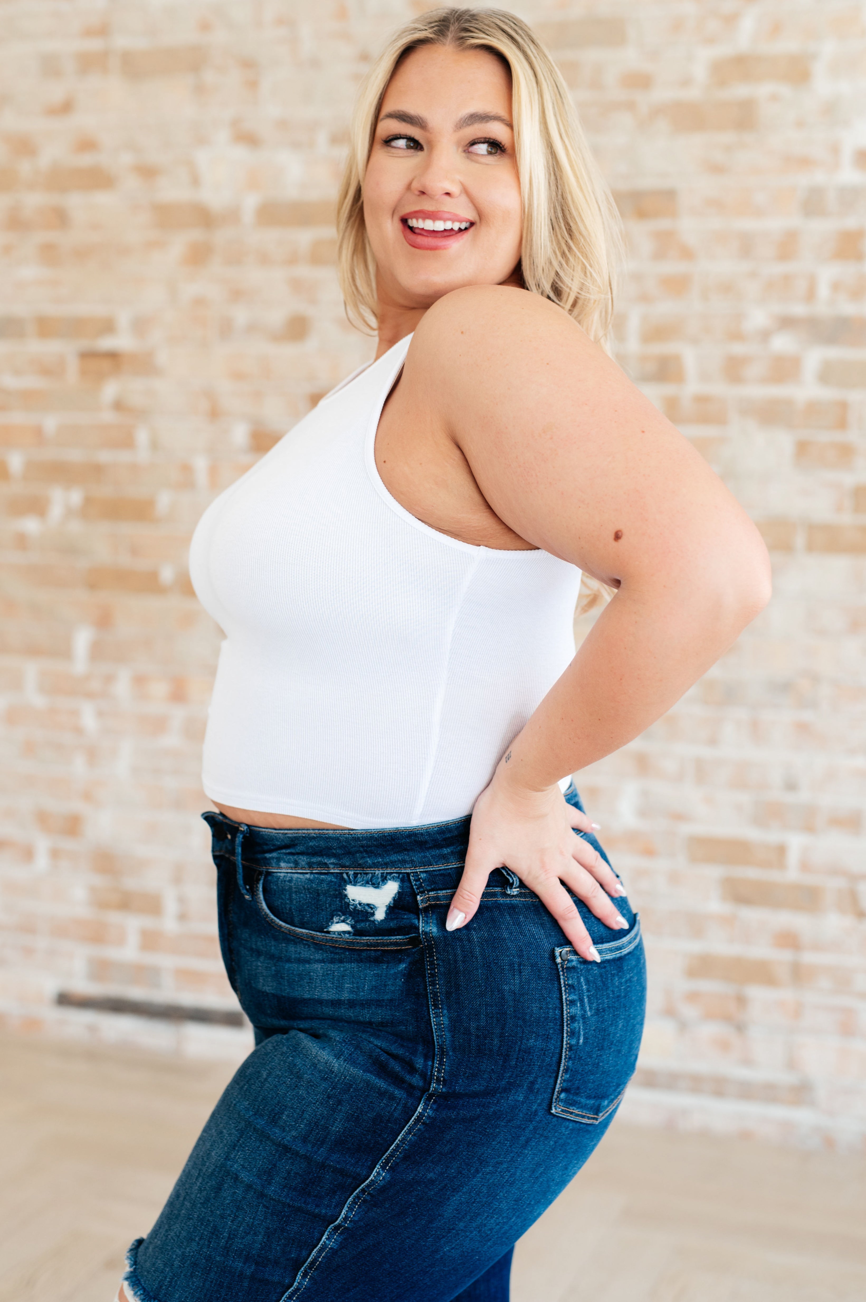 Cream of the Crop Rib Knit Tank Top • White