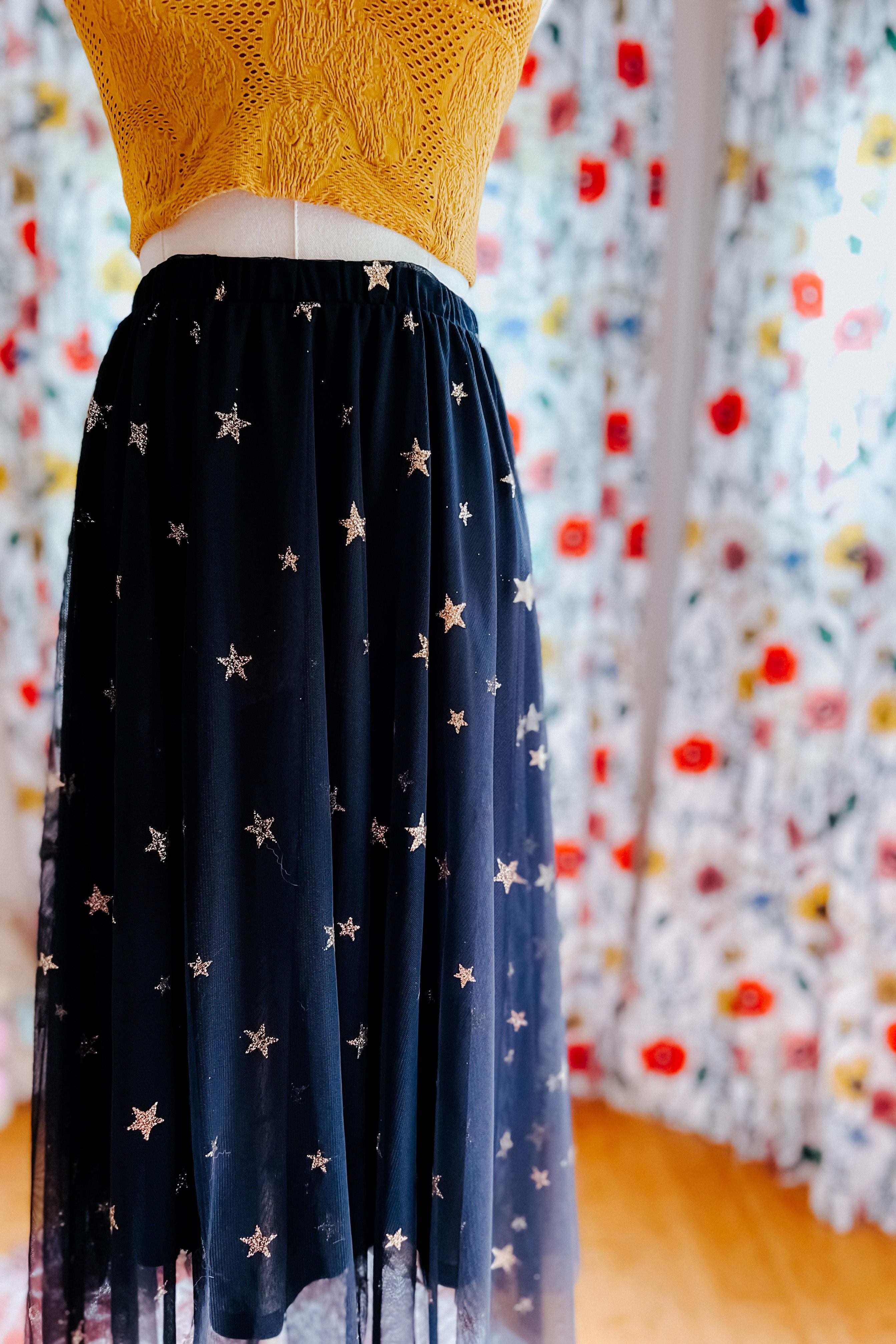 Star Crossed Chiffon Midi Skirt - Atomic Wildflower