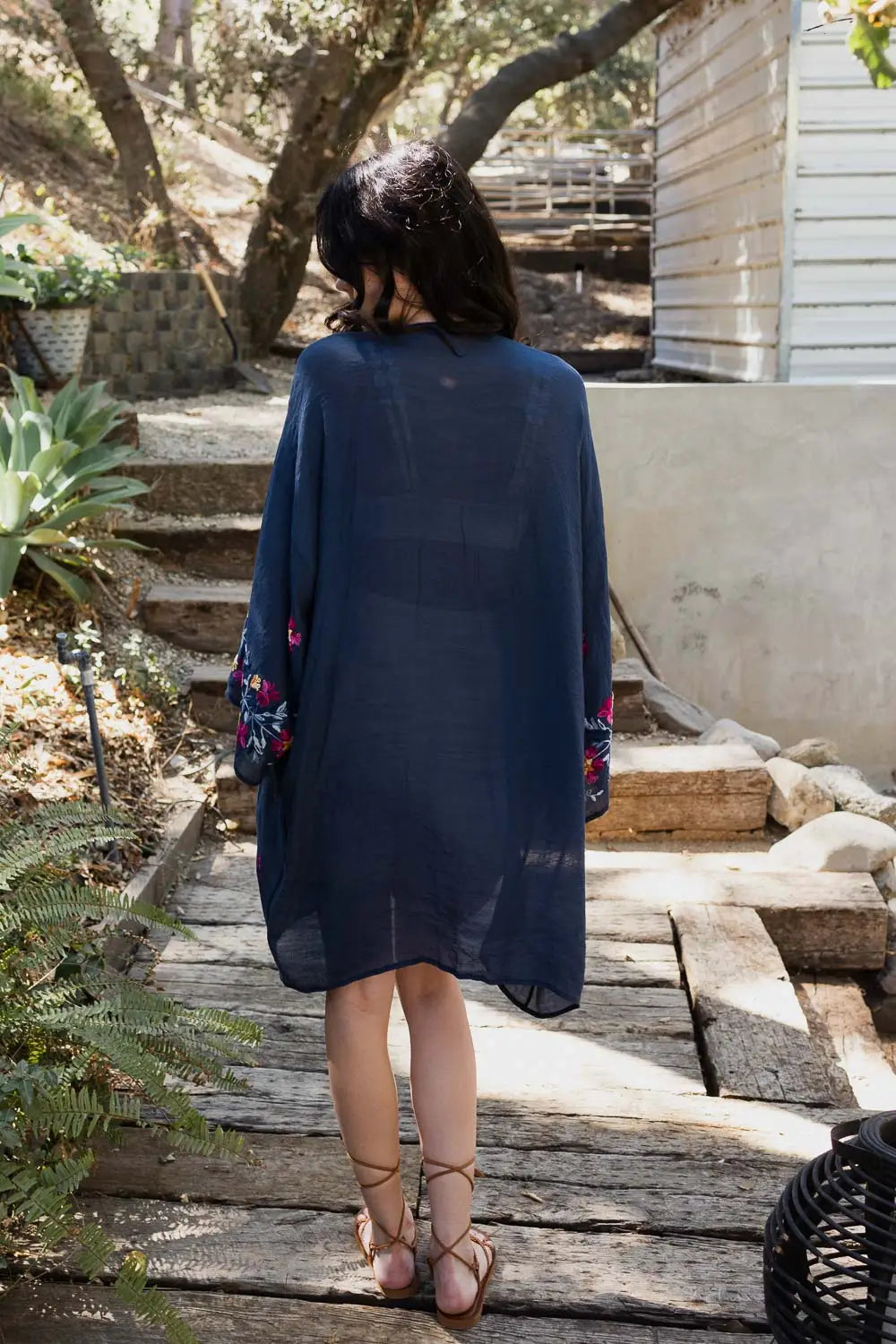 The Sweet Life Embroidered Kimono • Navy - Atomic Wildflower