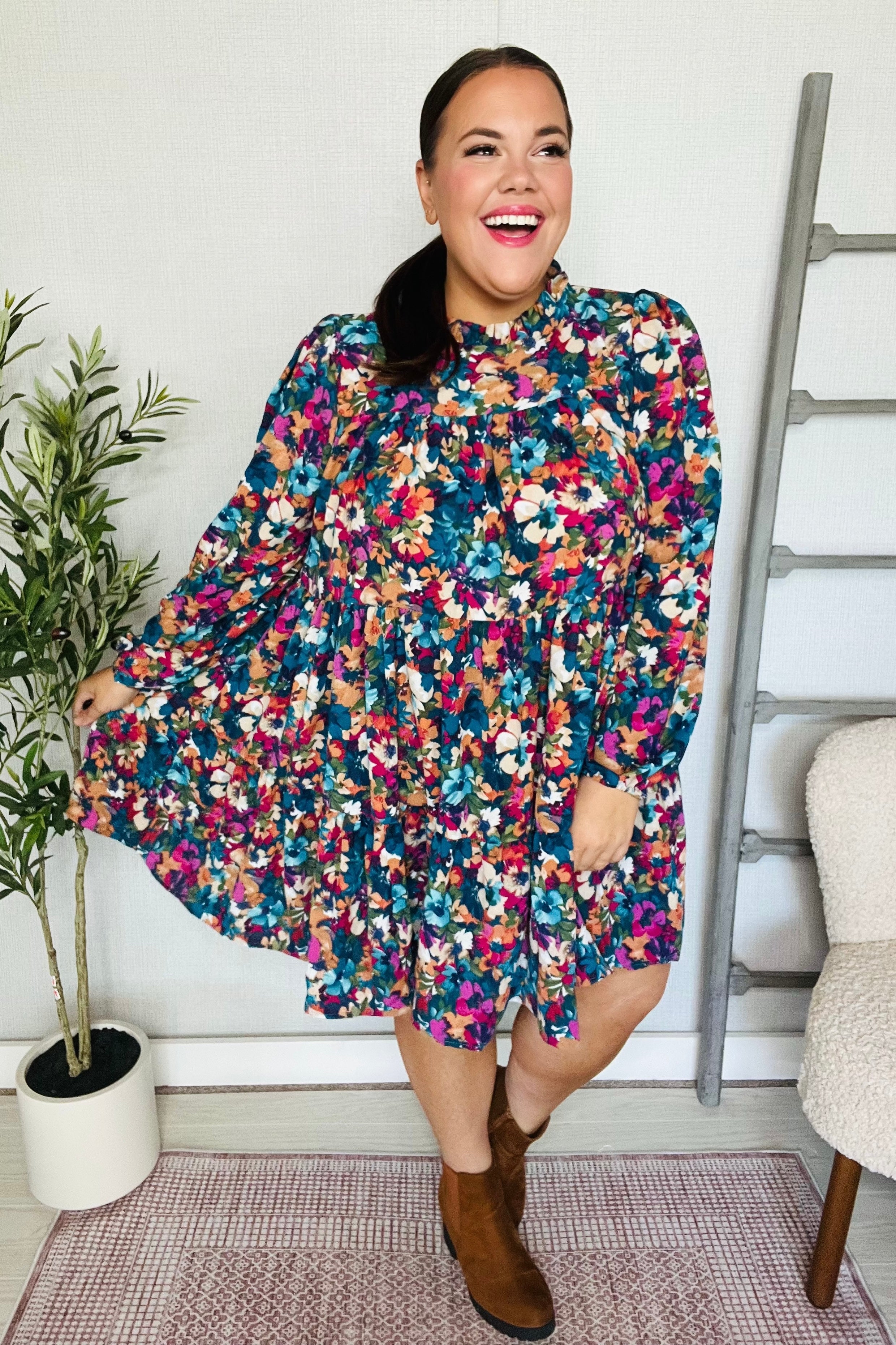 Garden Musings Mock Neck Floral Dress
