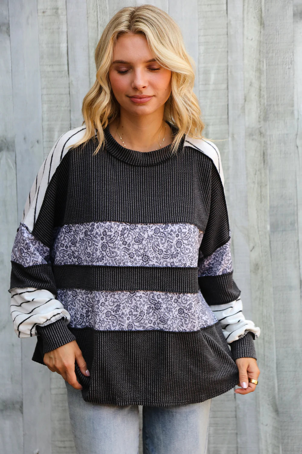 Lips Like Sugar Print Block Pullover