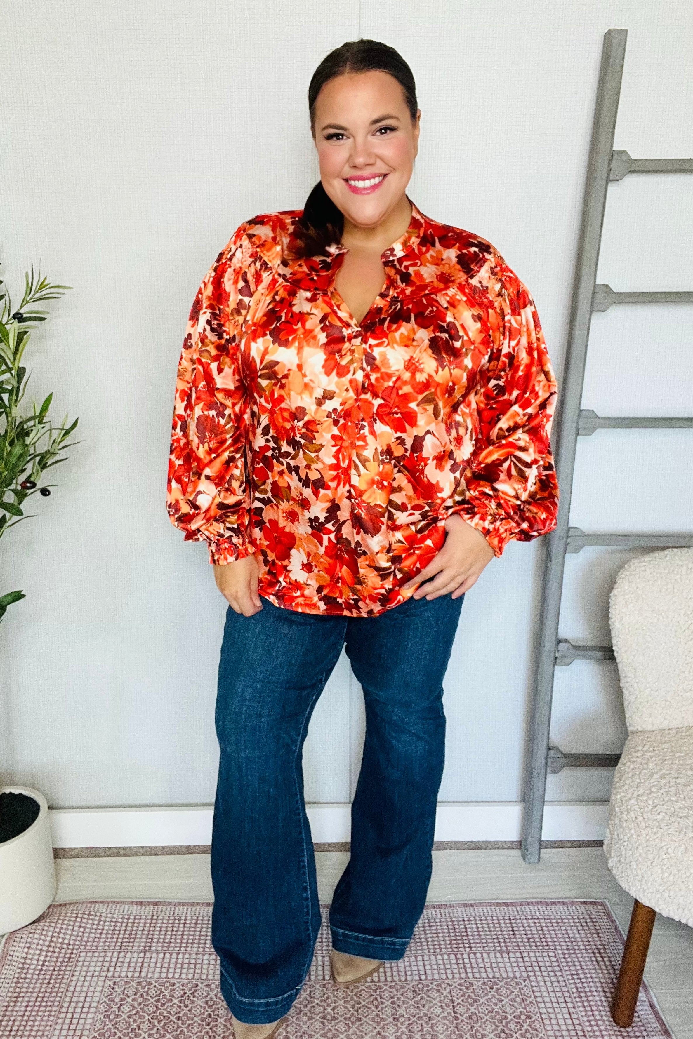 The Painted Petal Satin Blouse