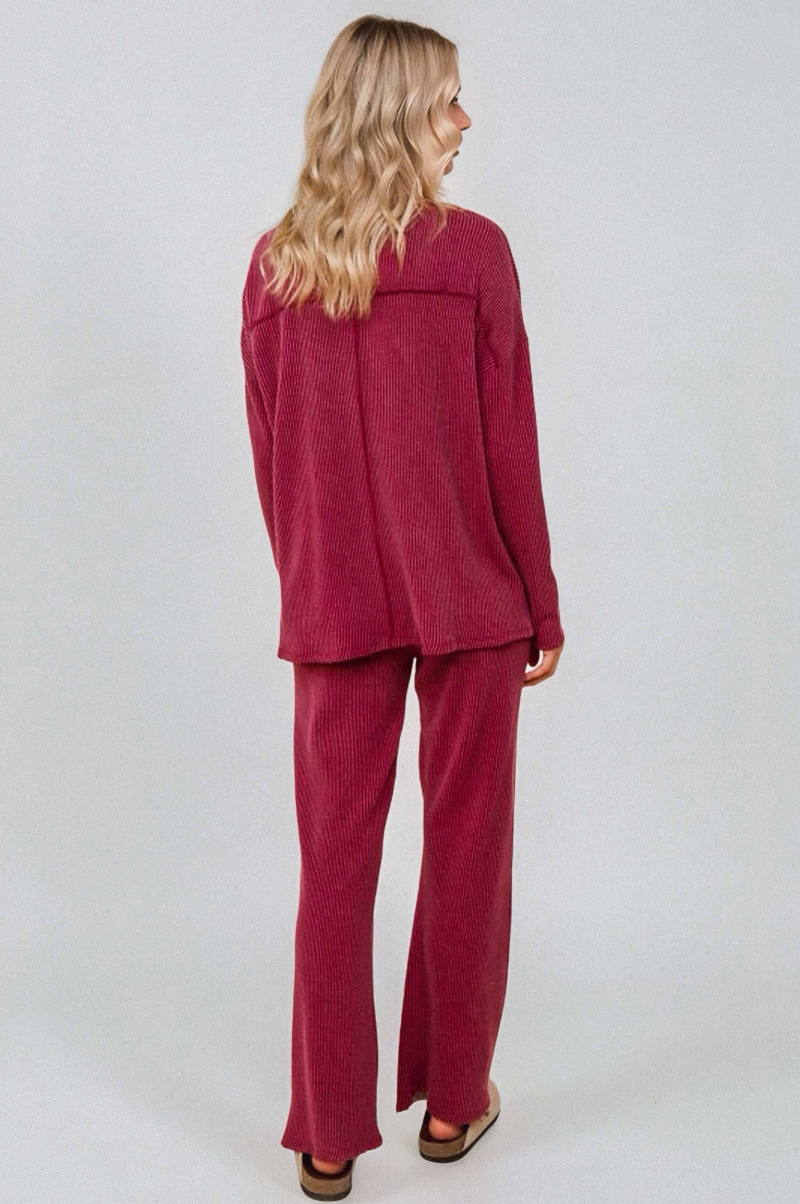 Cozy on Main Sweater Set • Wine