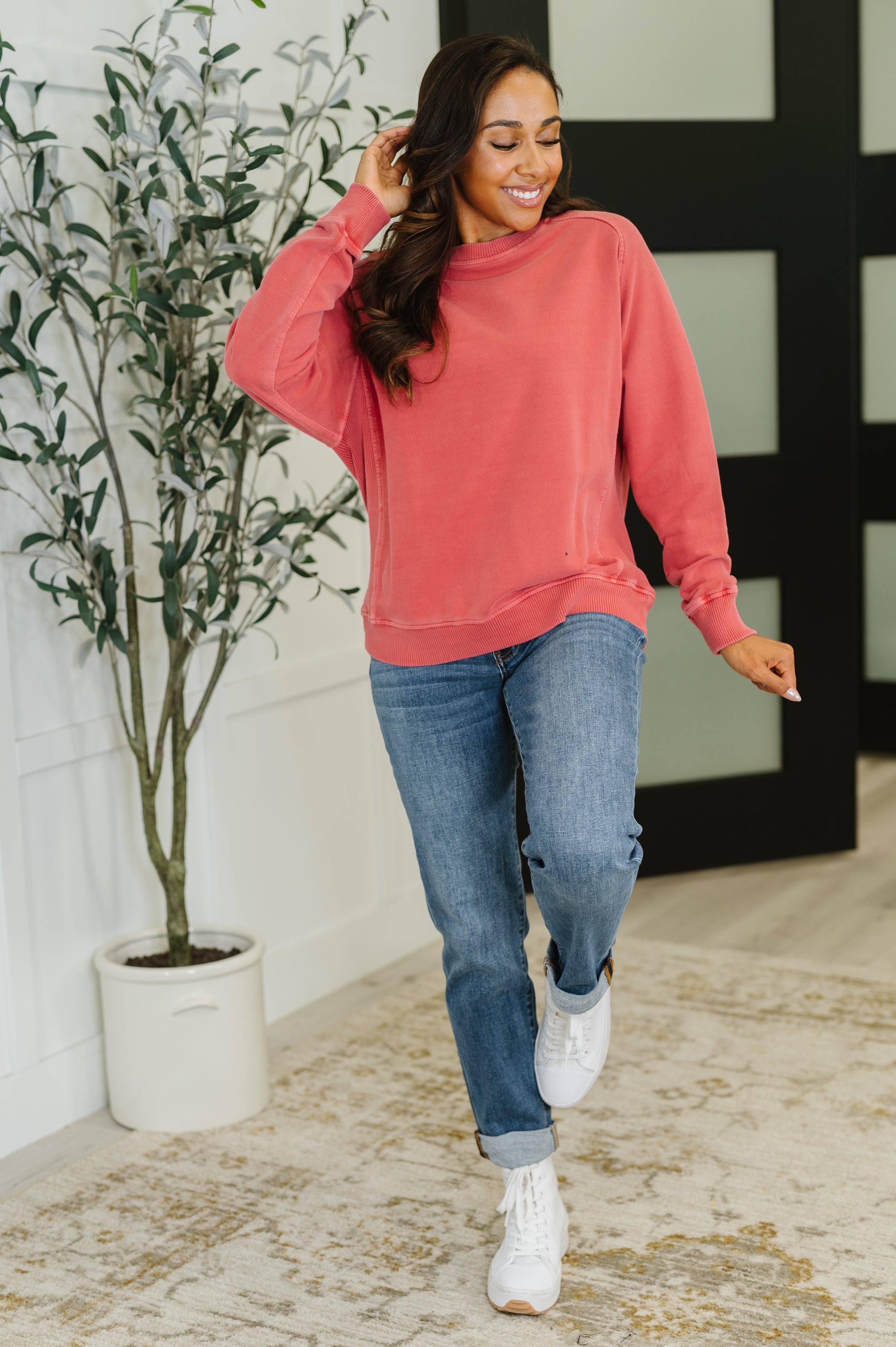Daily Ease Mineral Wash Pullover • Ruby