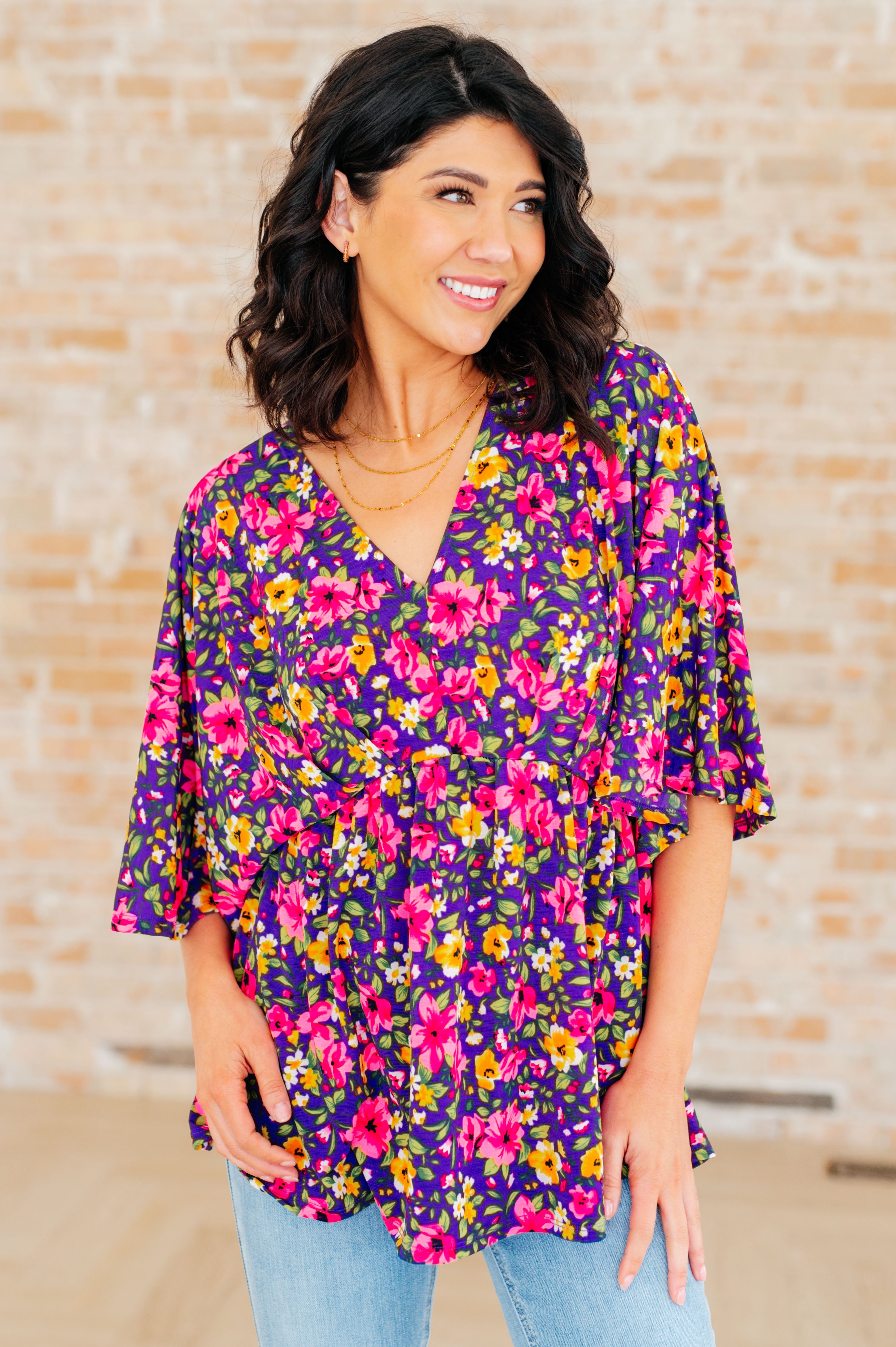 Dreamer Peplum Top • Purple and Pink Floral