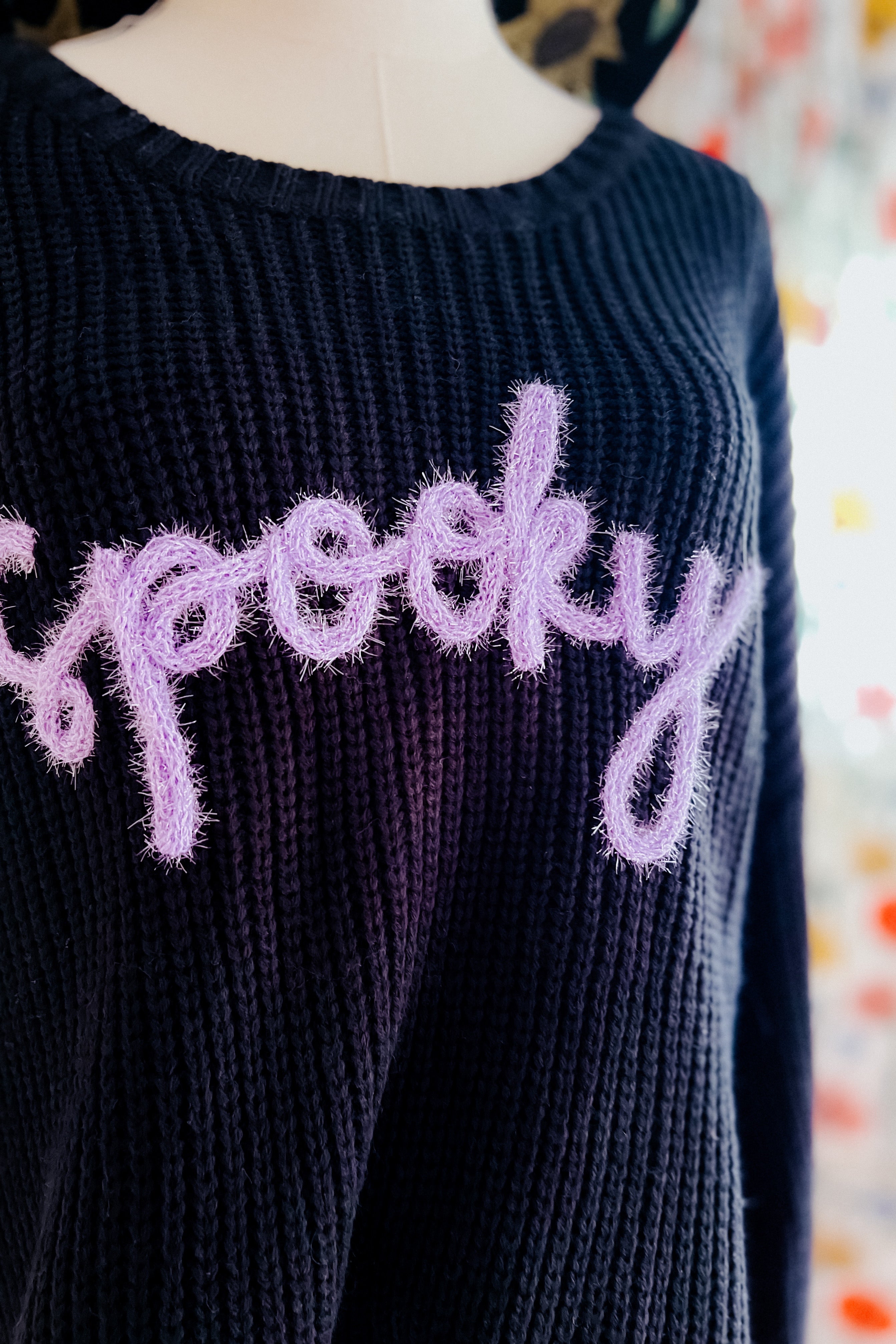 All Eyes On Me Embroidered "Spooky” Sweater
