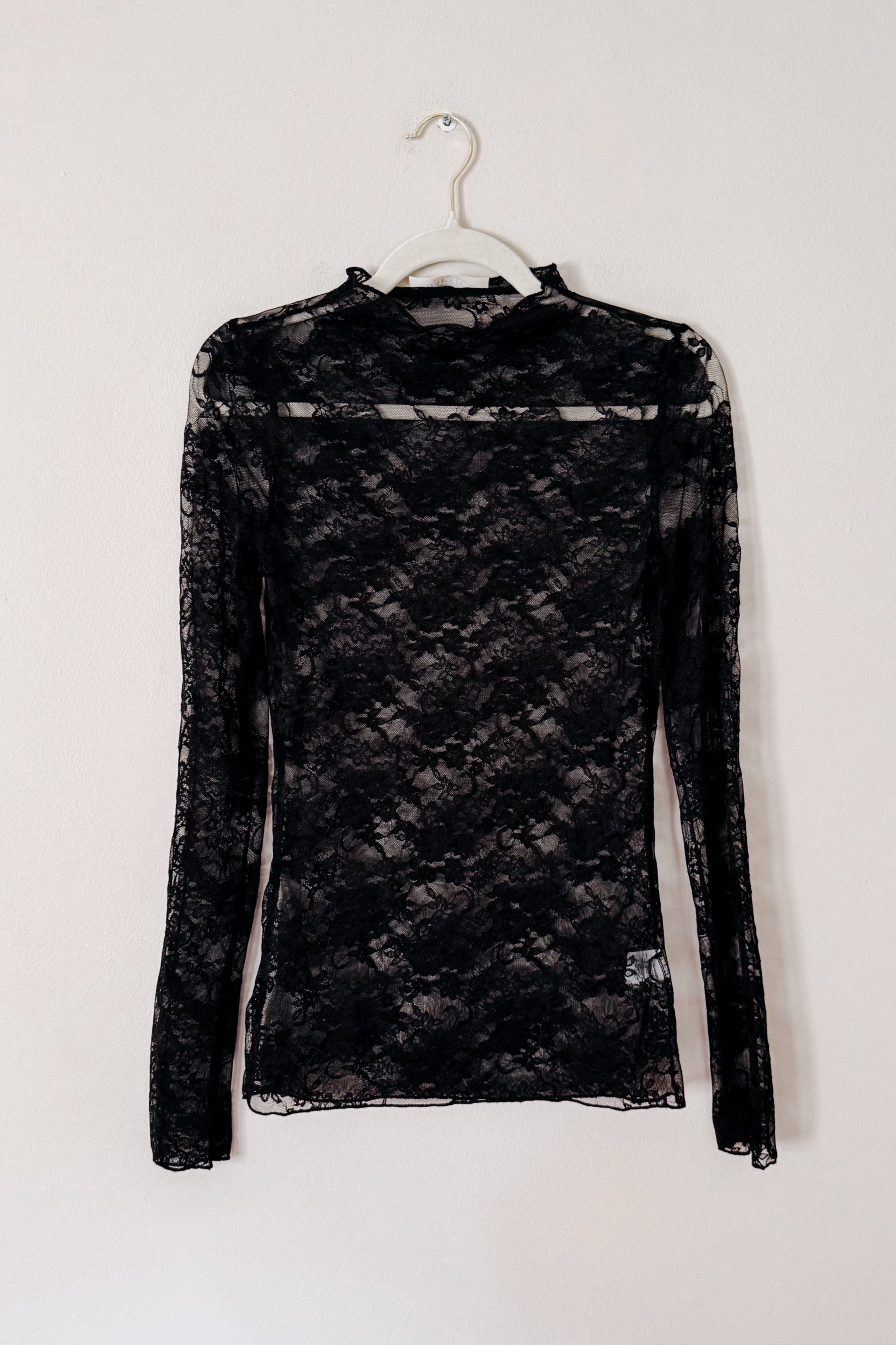 A Feminine Touch Semi Sheer Lace Top • Black