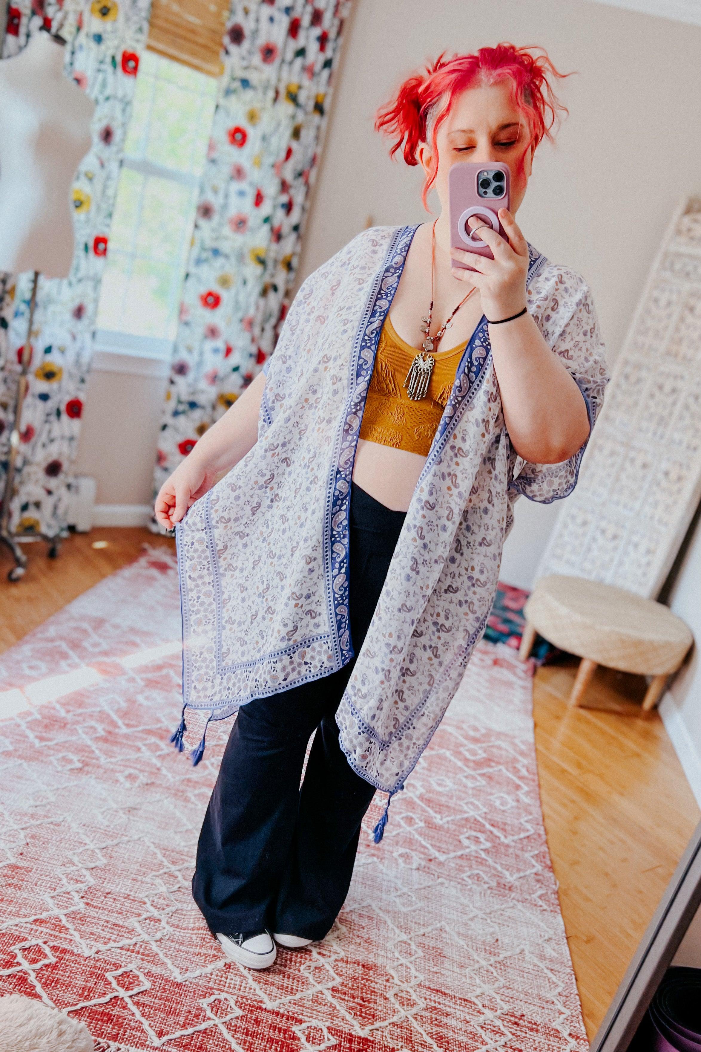 Heat Of The Night Floral Paisley Kimono • Blue - Atomic Wildflower