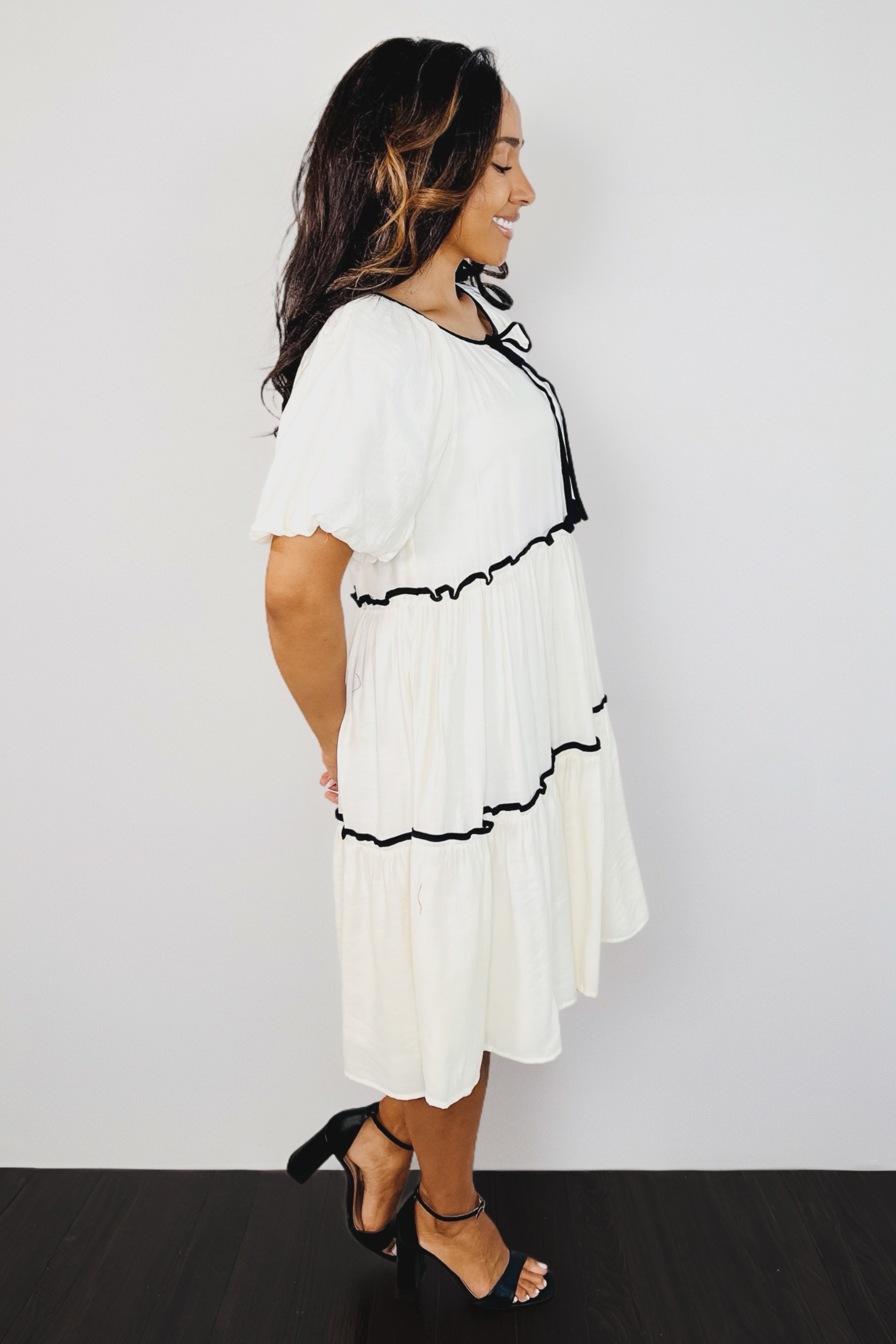 If This World Was Mine Tiered Half Sleeve Dress • Ivory