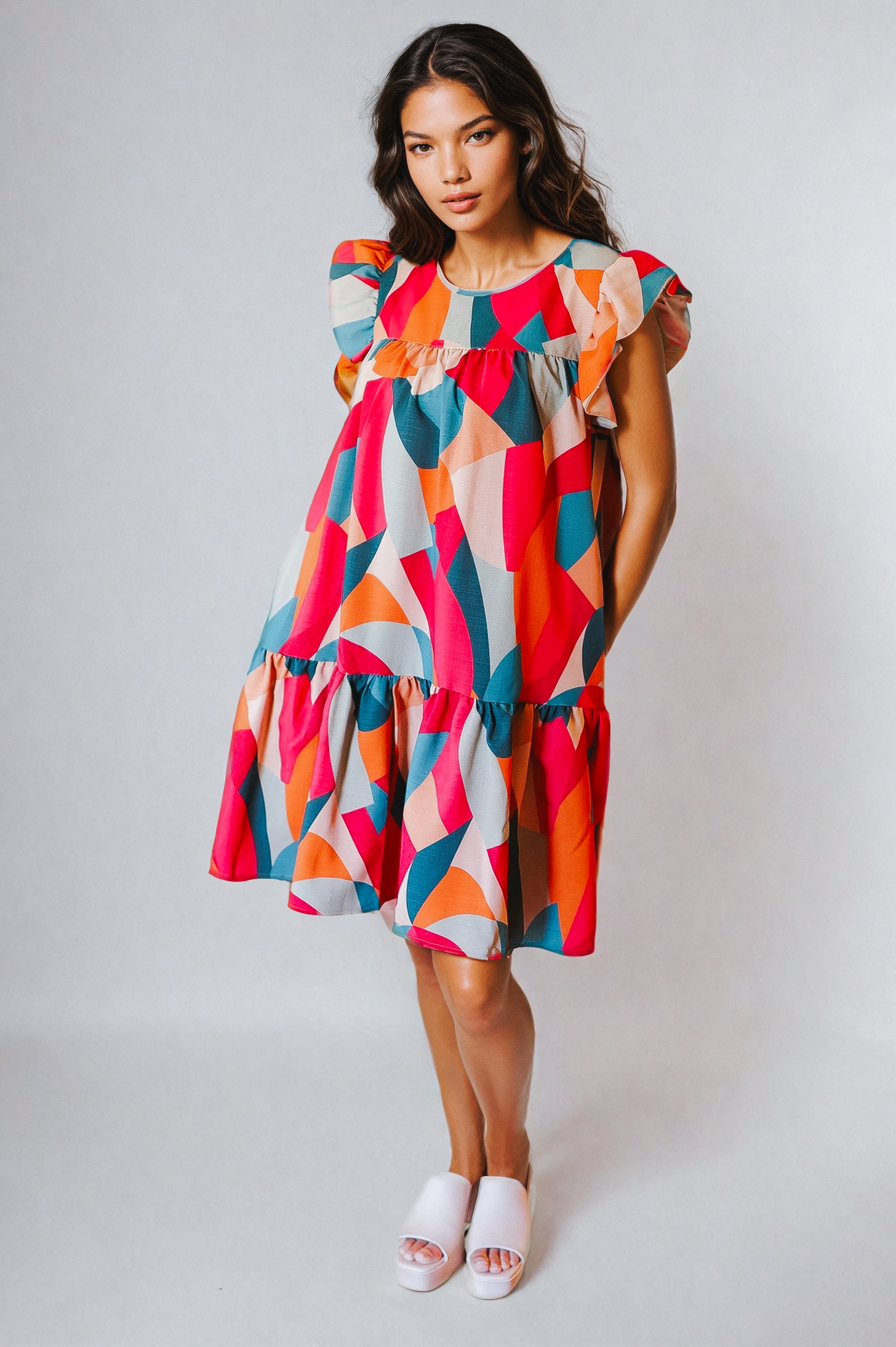 Liza Geometric Woven Dress
