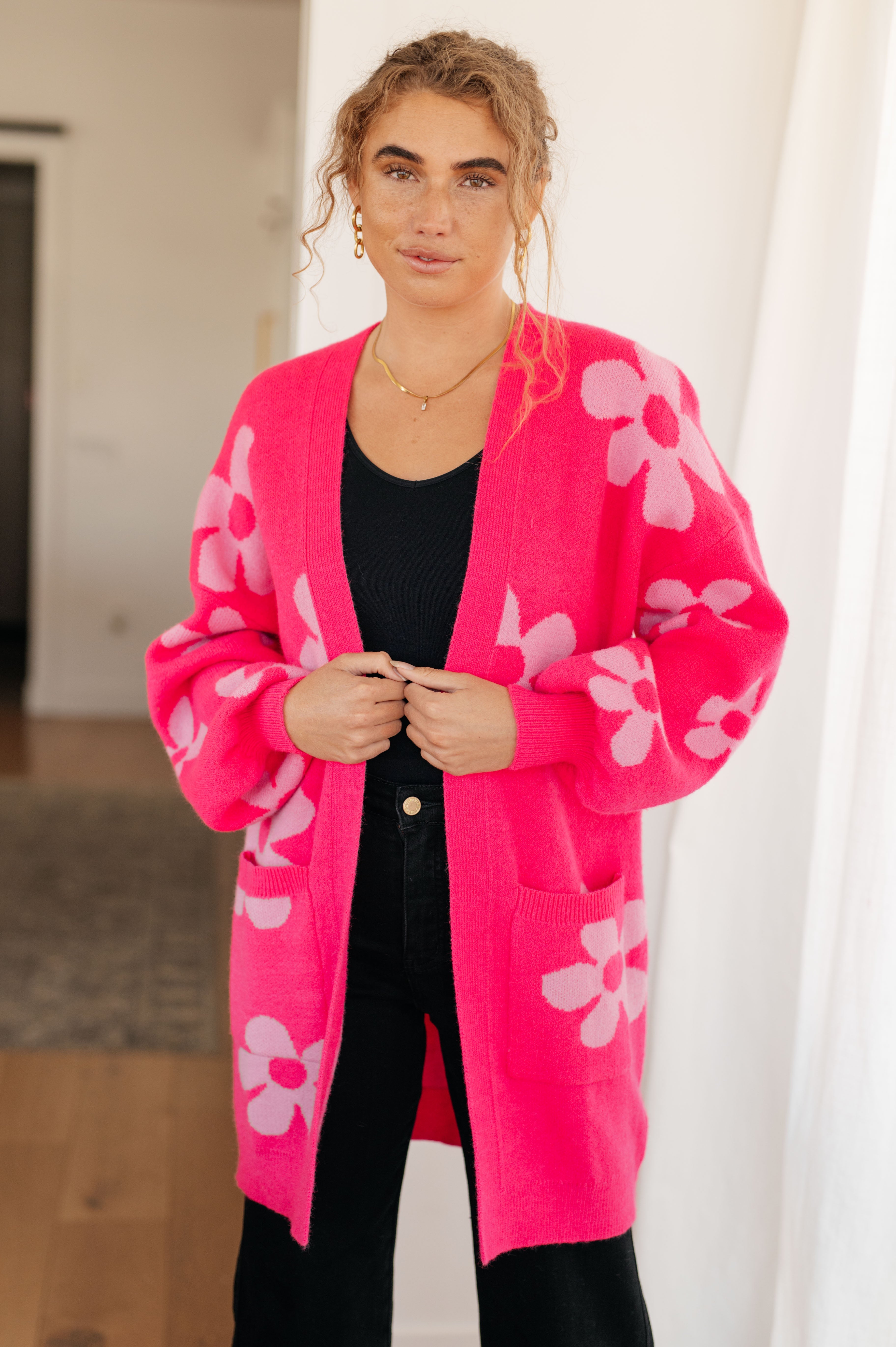 Enough Anyways Floral Cardigan • Pink