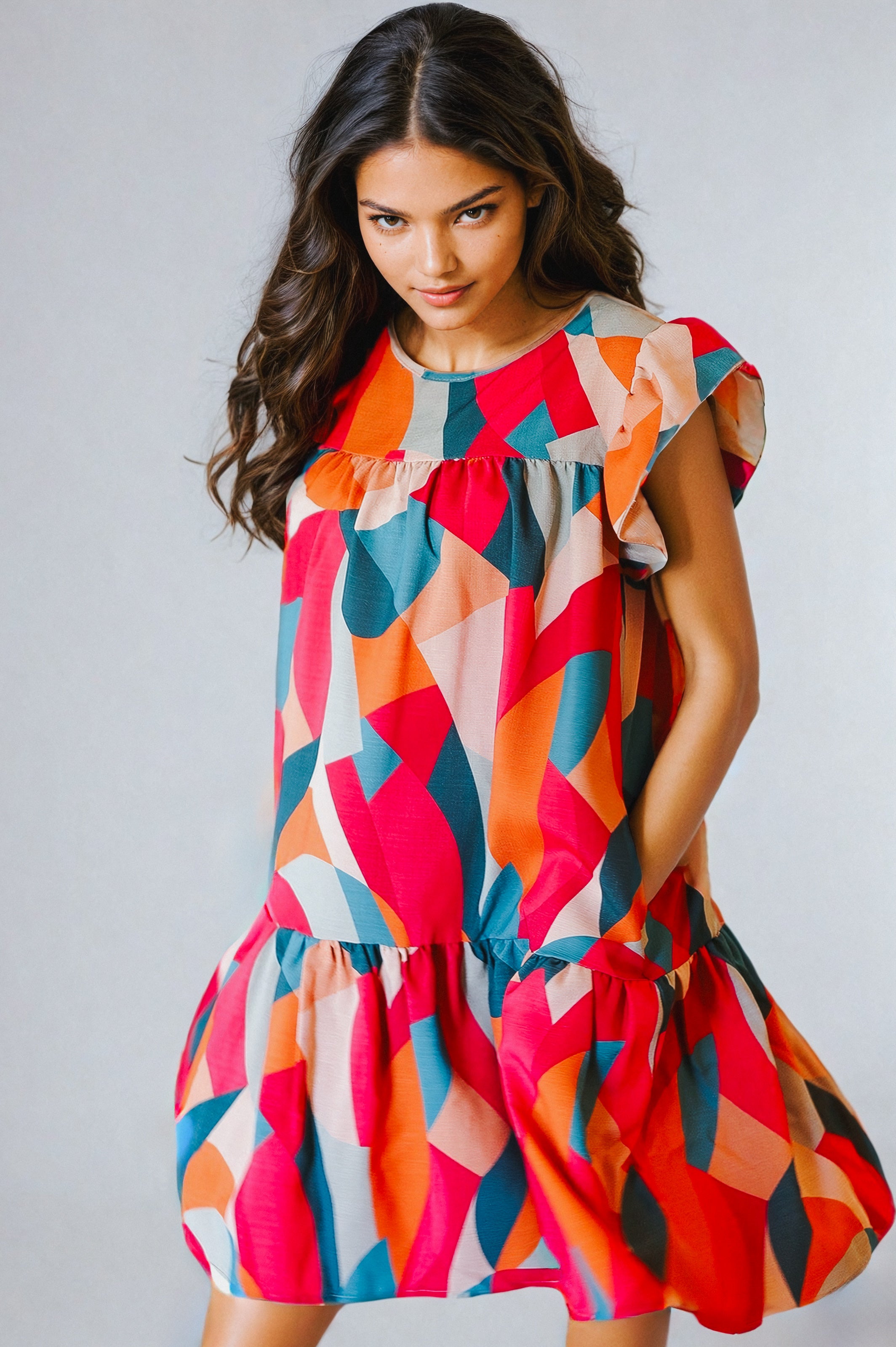 Liza Geometric Woven Dress