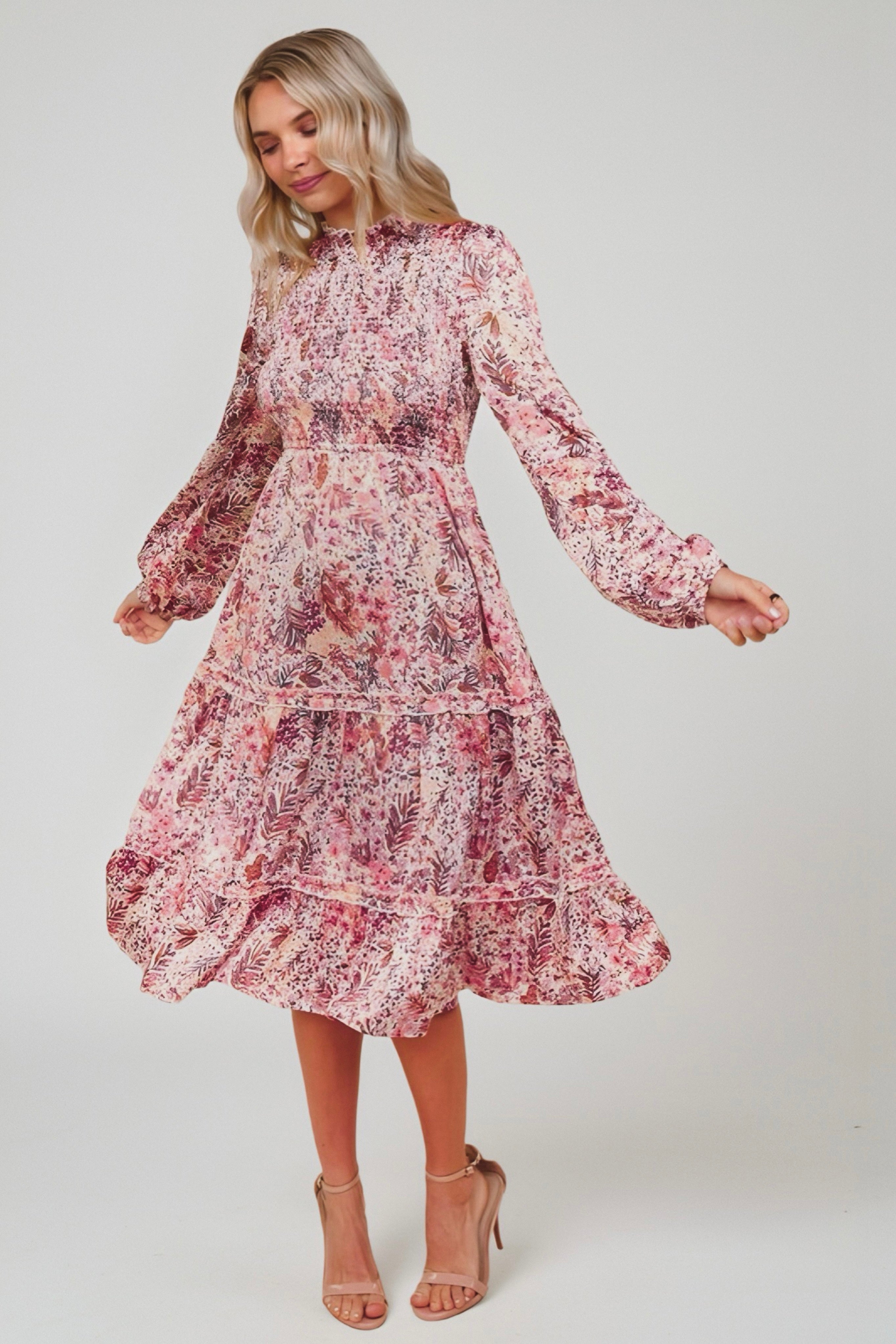 Bloom and Twirl Satin Floral Dress