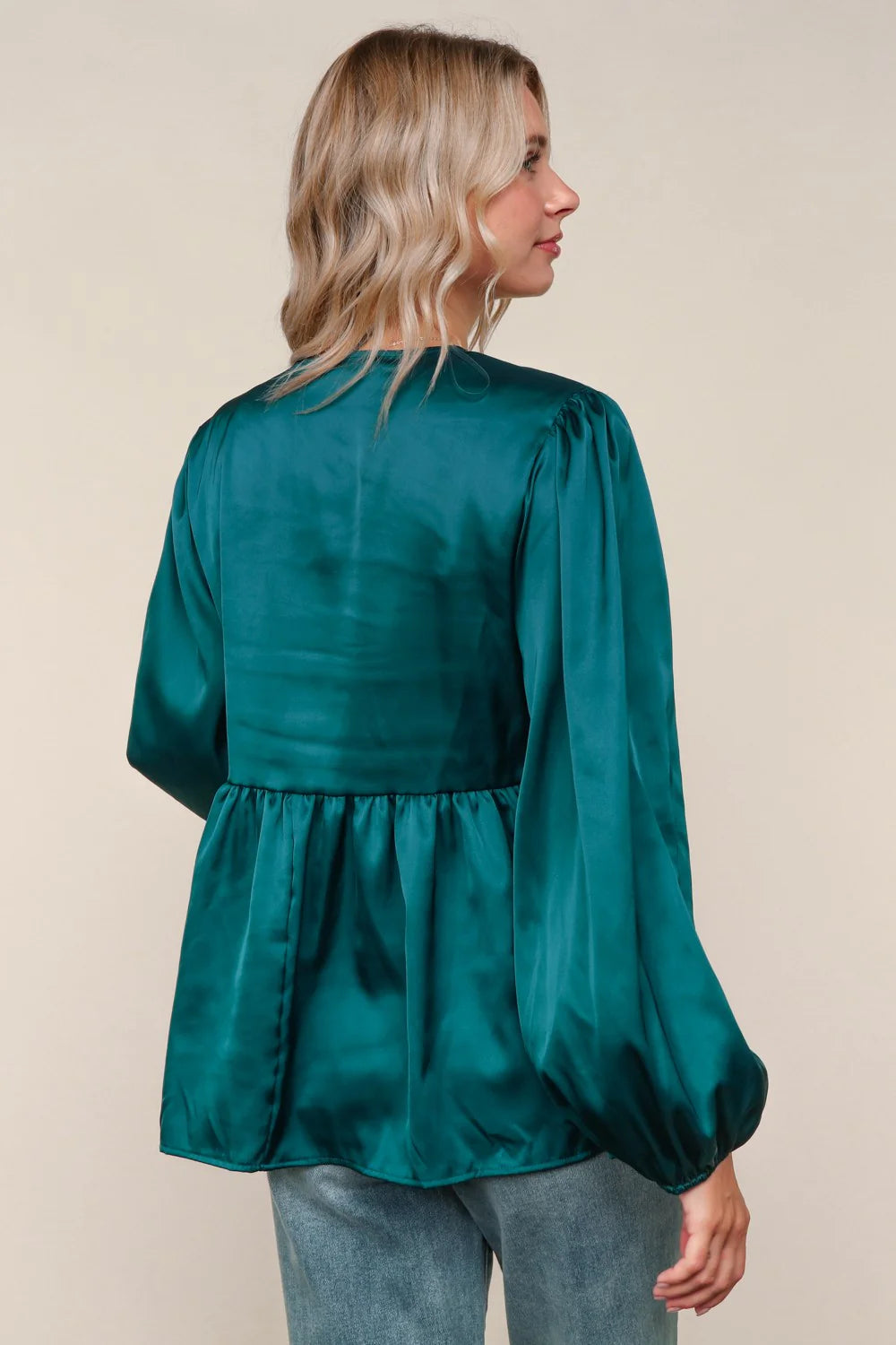 Tied Up in Style Ribbon Blouse • Teal