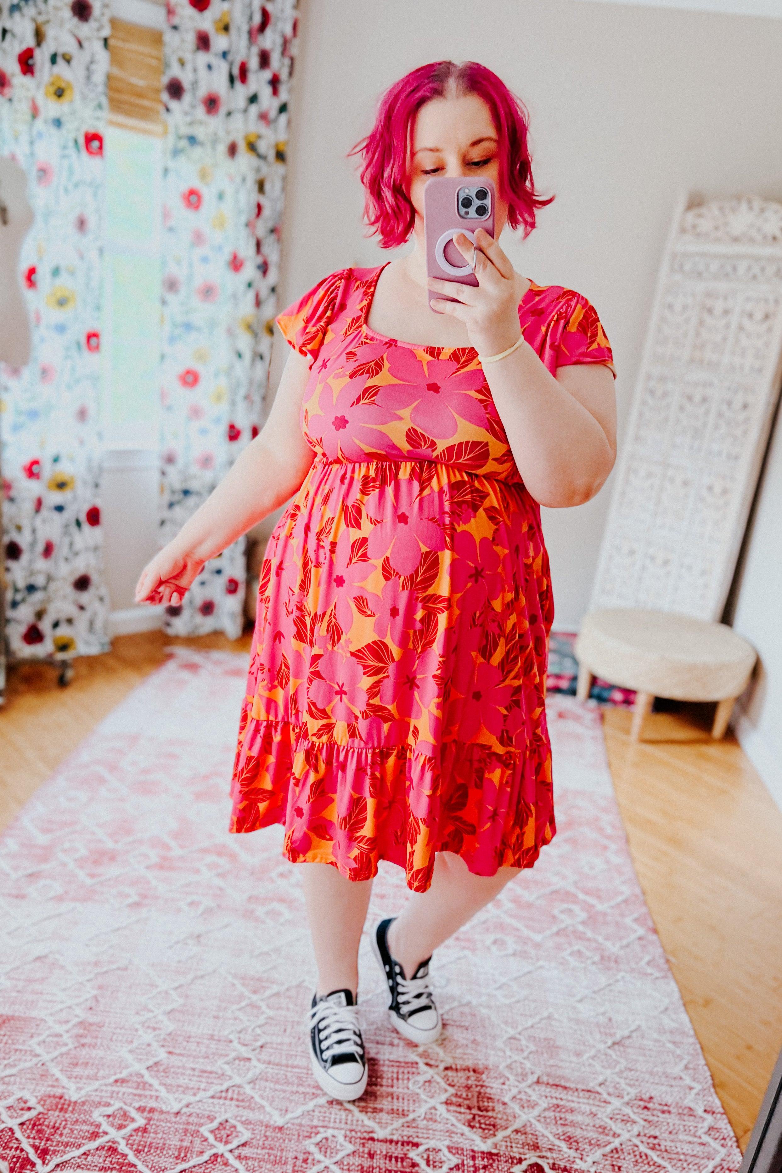 Sun Streaked Afternoon Square Neck Dress - Atomic Wildflower