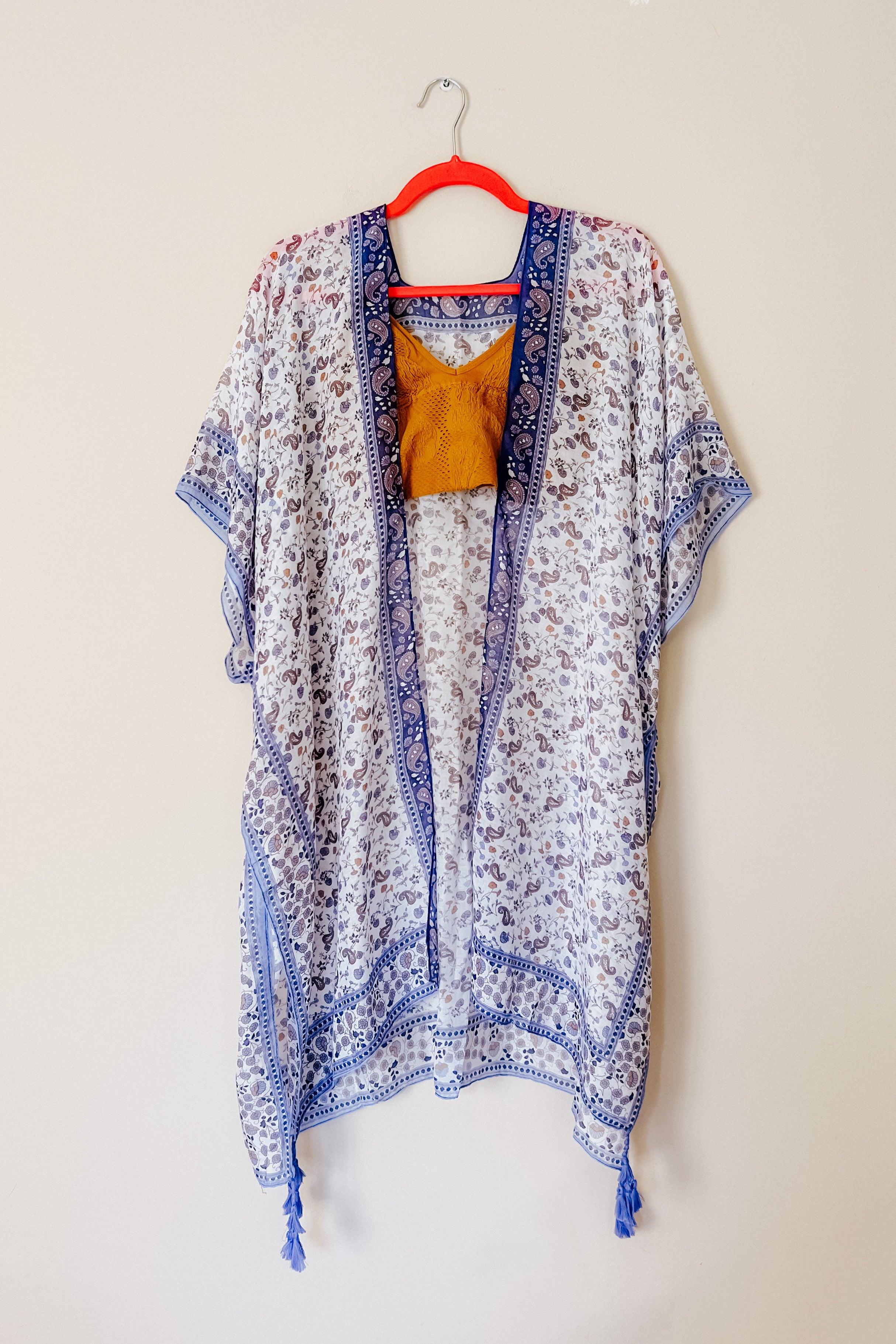 Heat Of The Night Floral Paisley Kimono • Blue - Atomic Wildflower