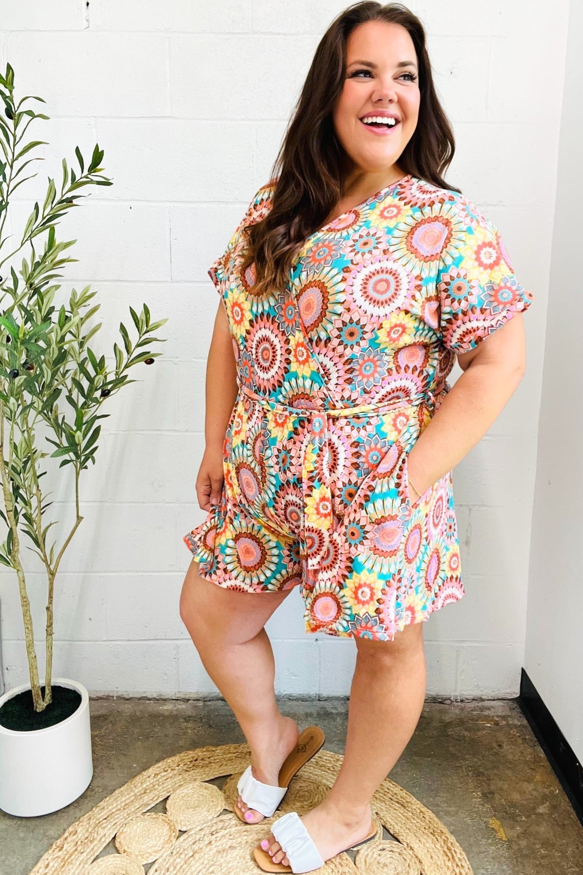 Feeling Bold Surplice Tie Waist Romper