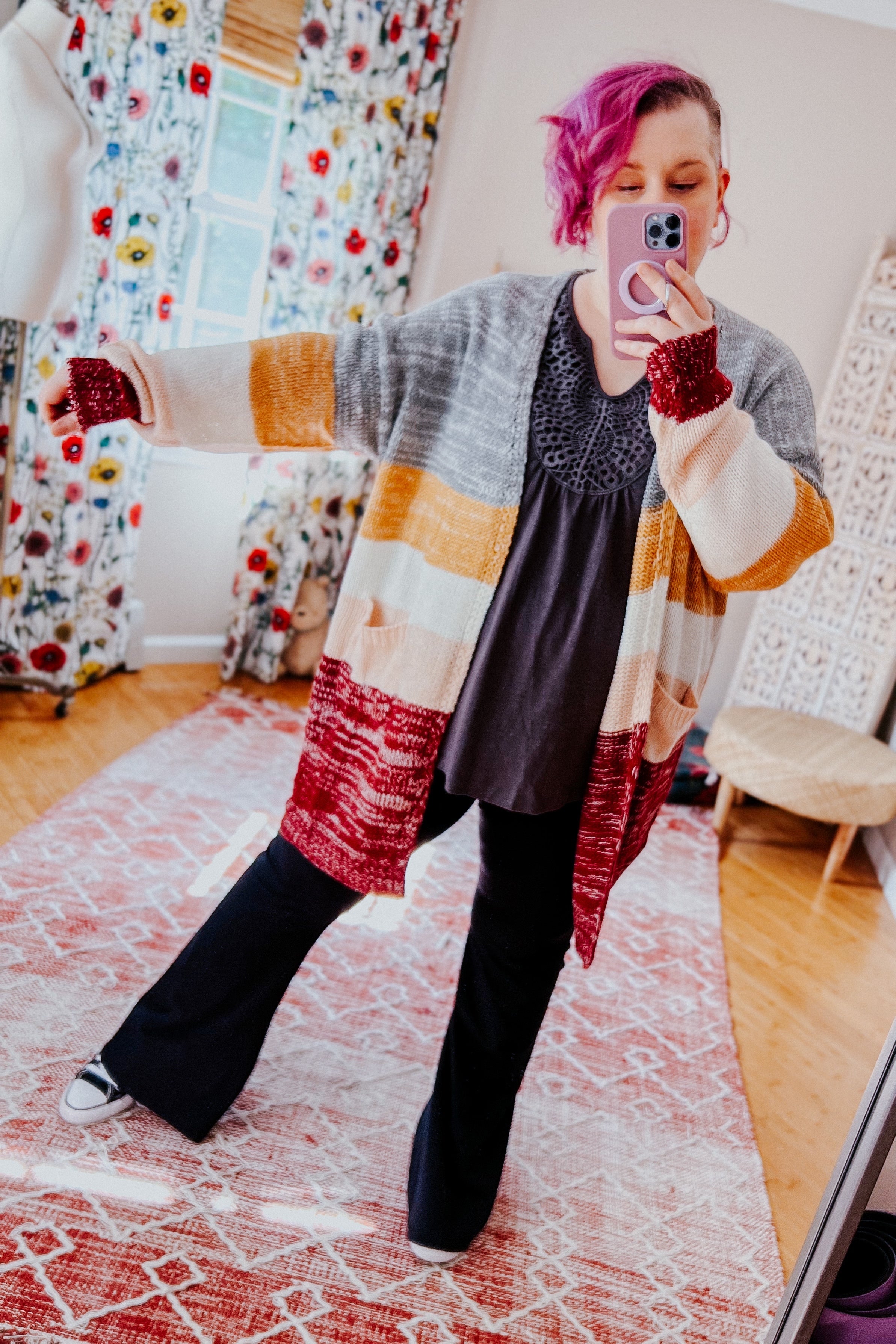 Fall For You Color Block Open Cardigan