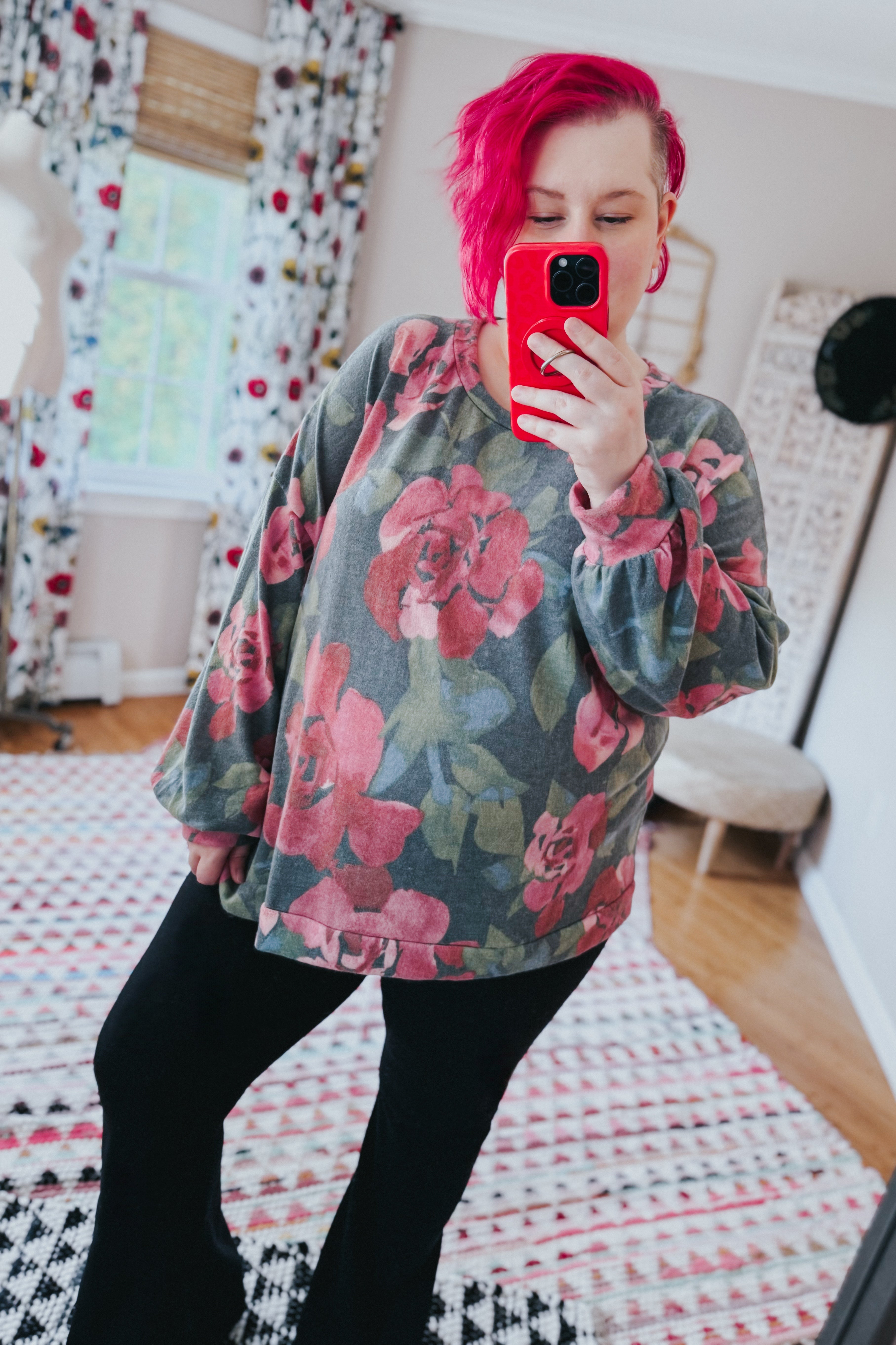 Forever Young Floral Brushed Hacci Sweater Top