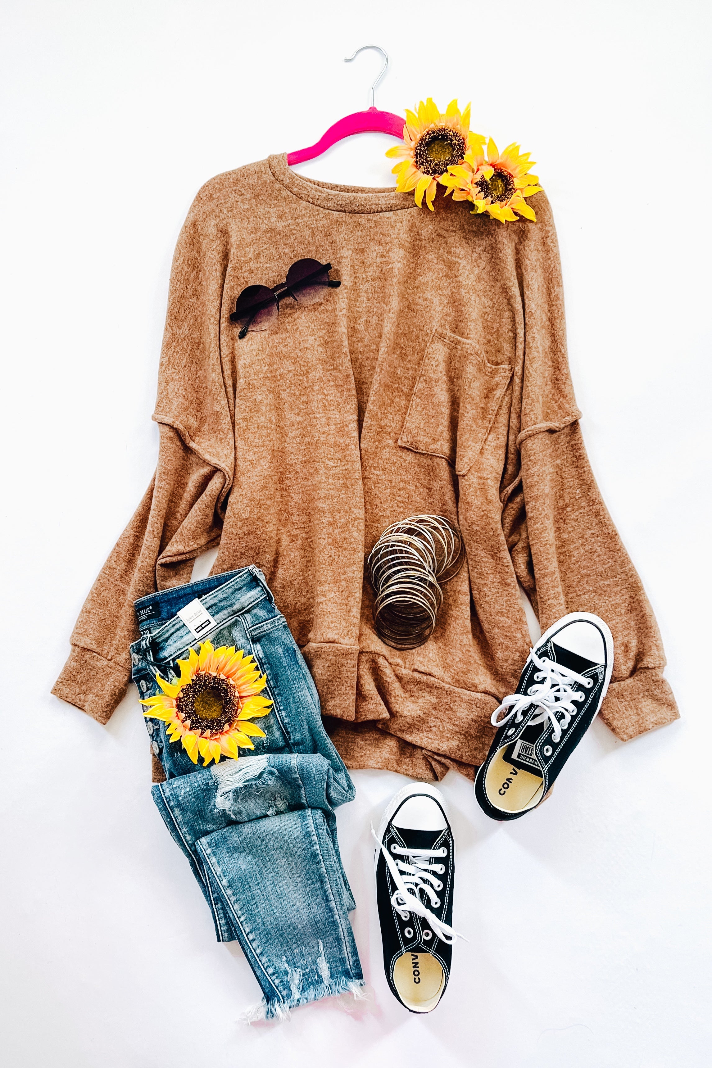 Stay Awhile Melange Sweater • Camel