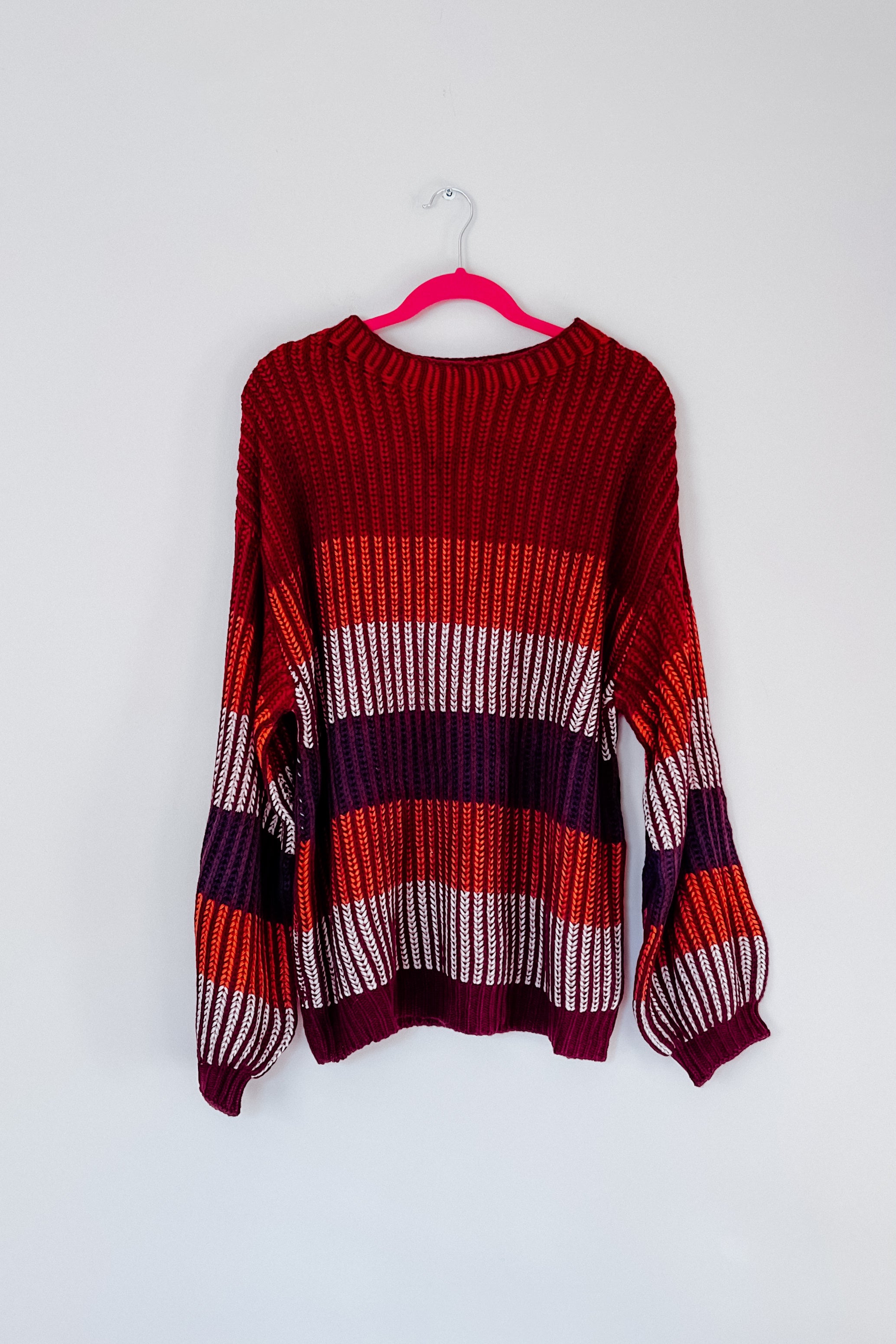 Take All Of Me Stripe Oversized Sweater • Burgundy