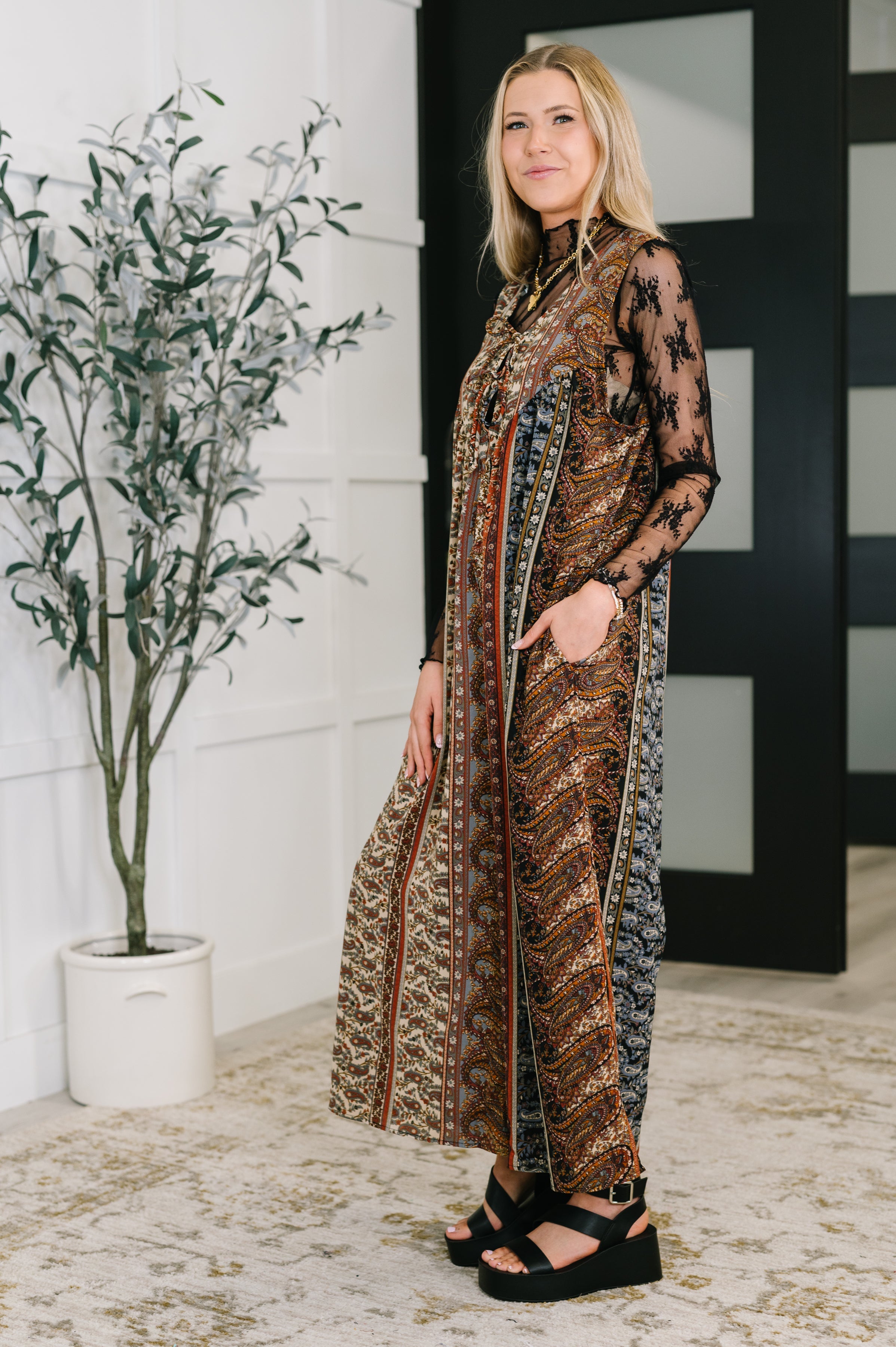 Going with the Flow Mixed Print Jumpsuit