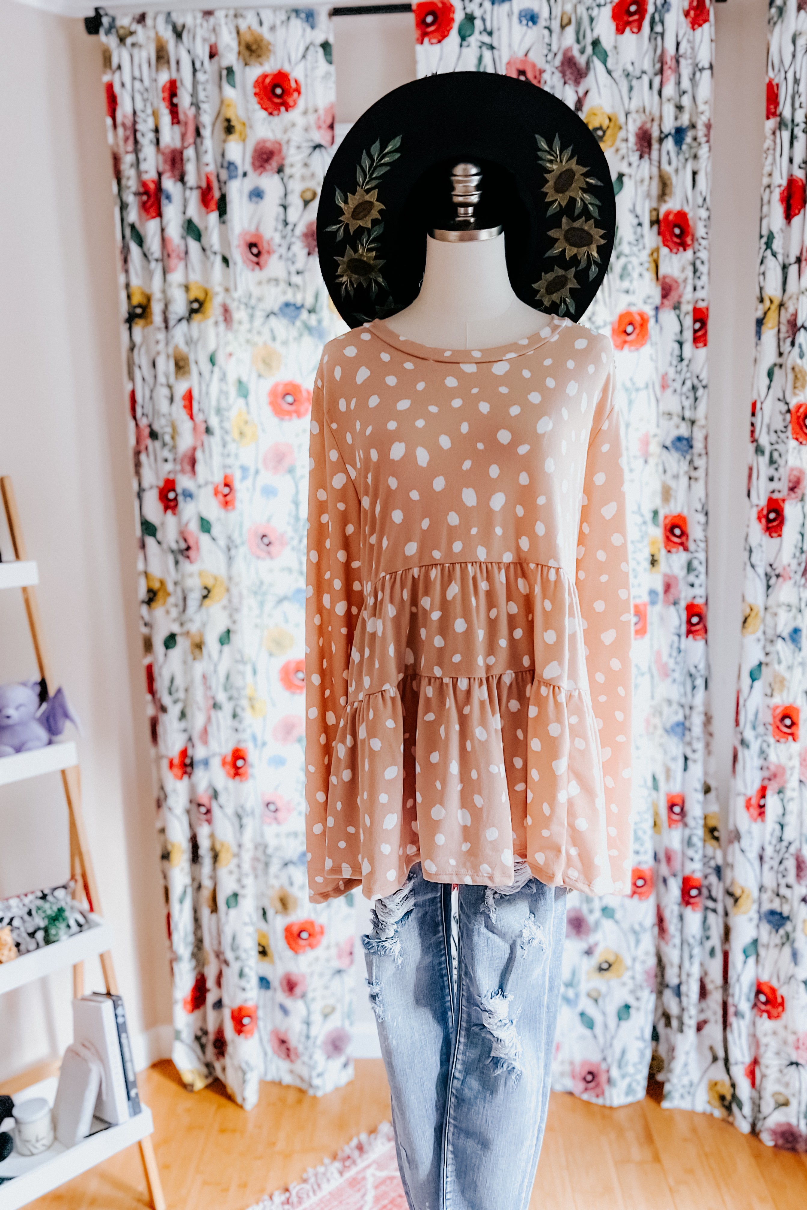 All For You Abstract Dot Tiered Babydoll Top