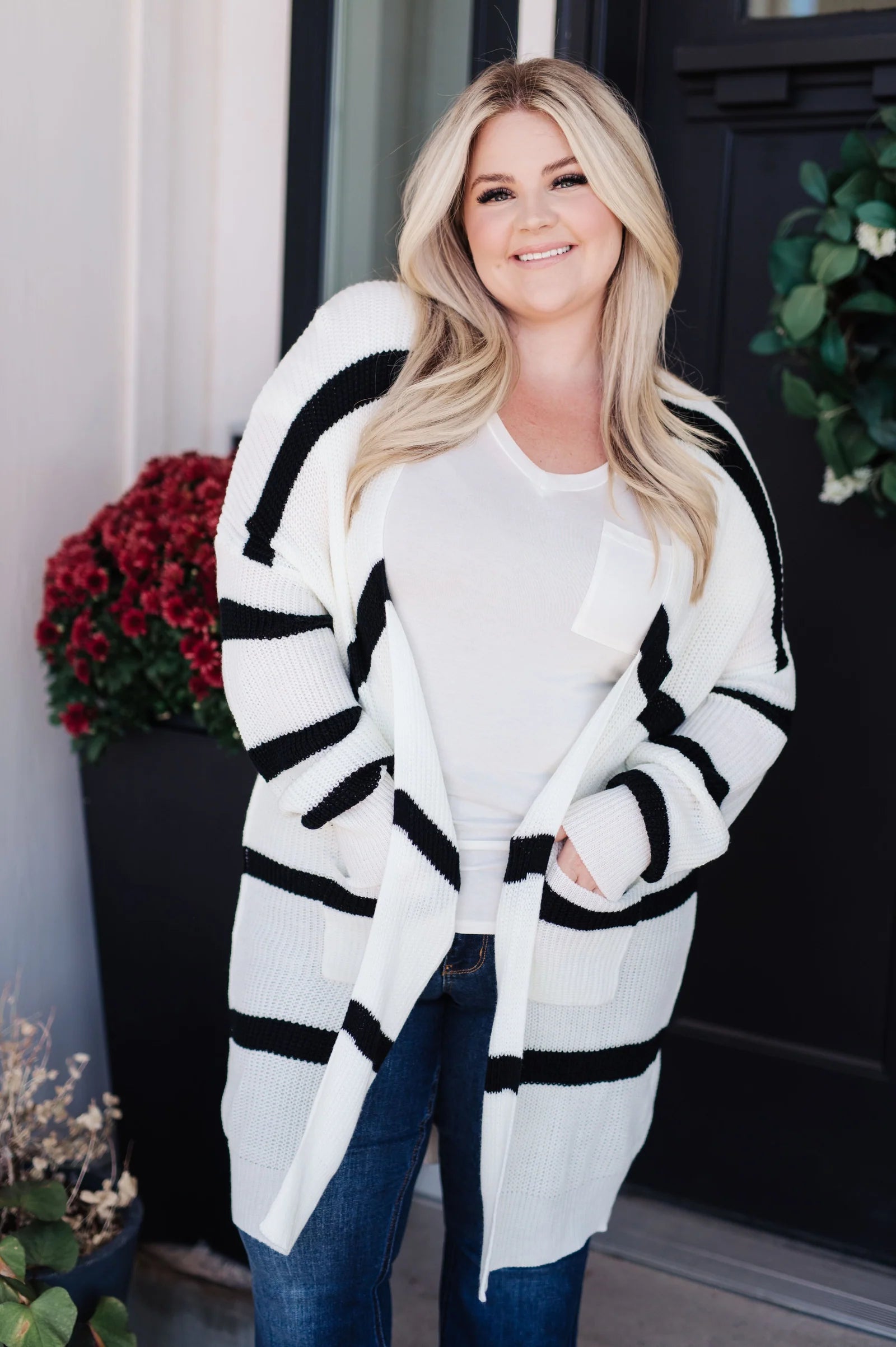 Brighter is Better Striped Cardigan • Ivory