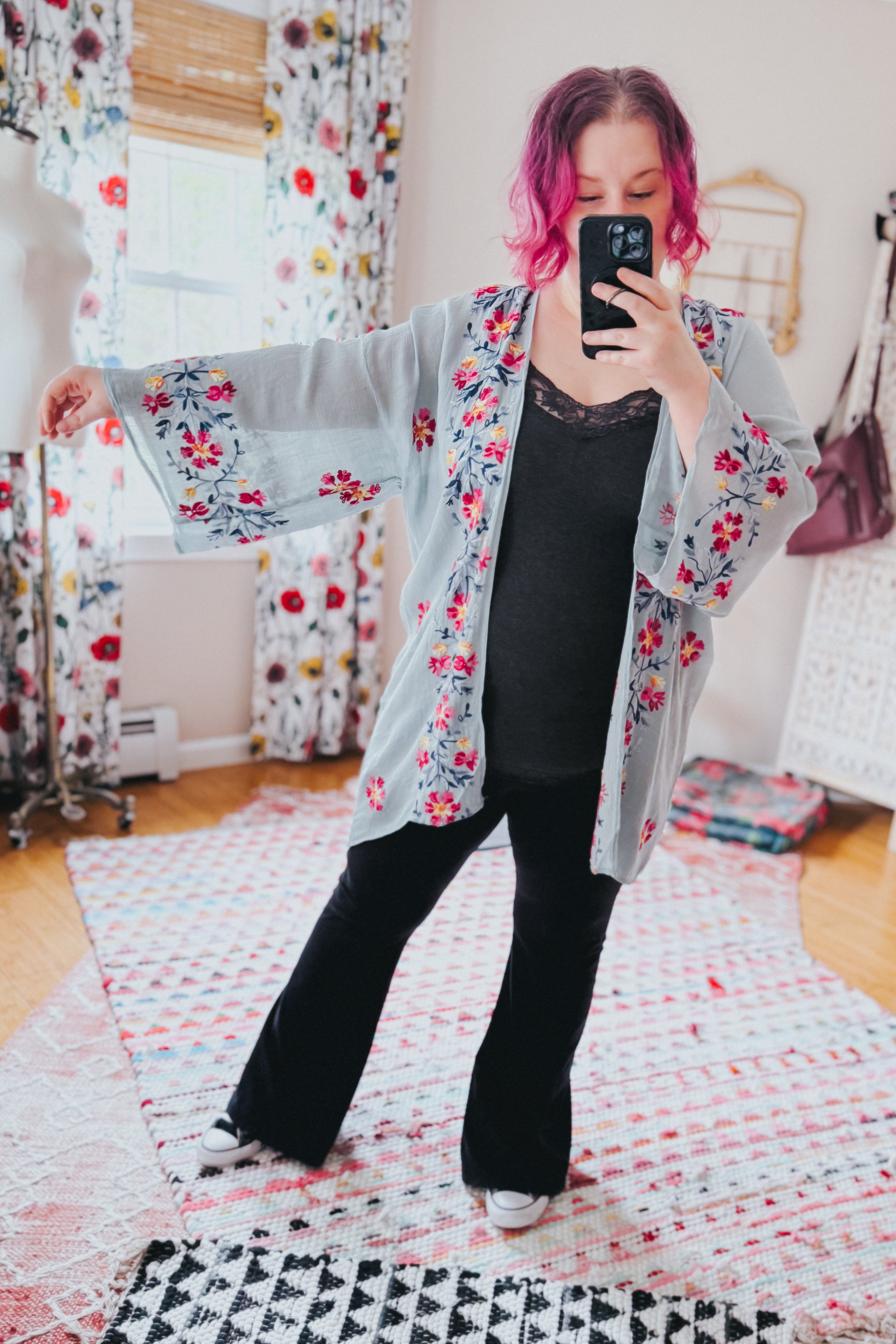The Sweet Life Embroidered Duster • Powder Blue