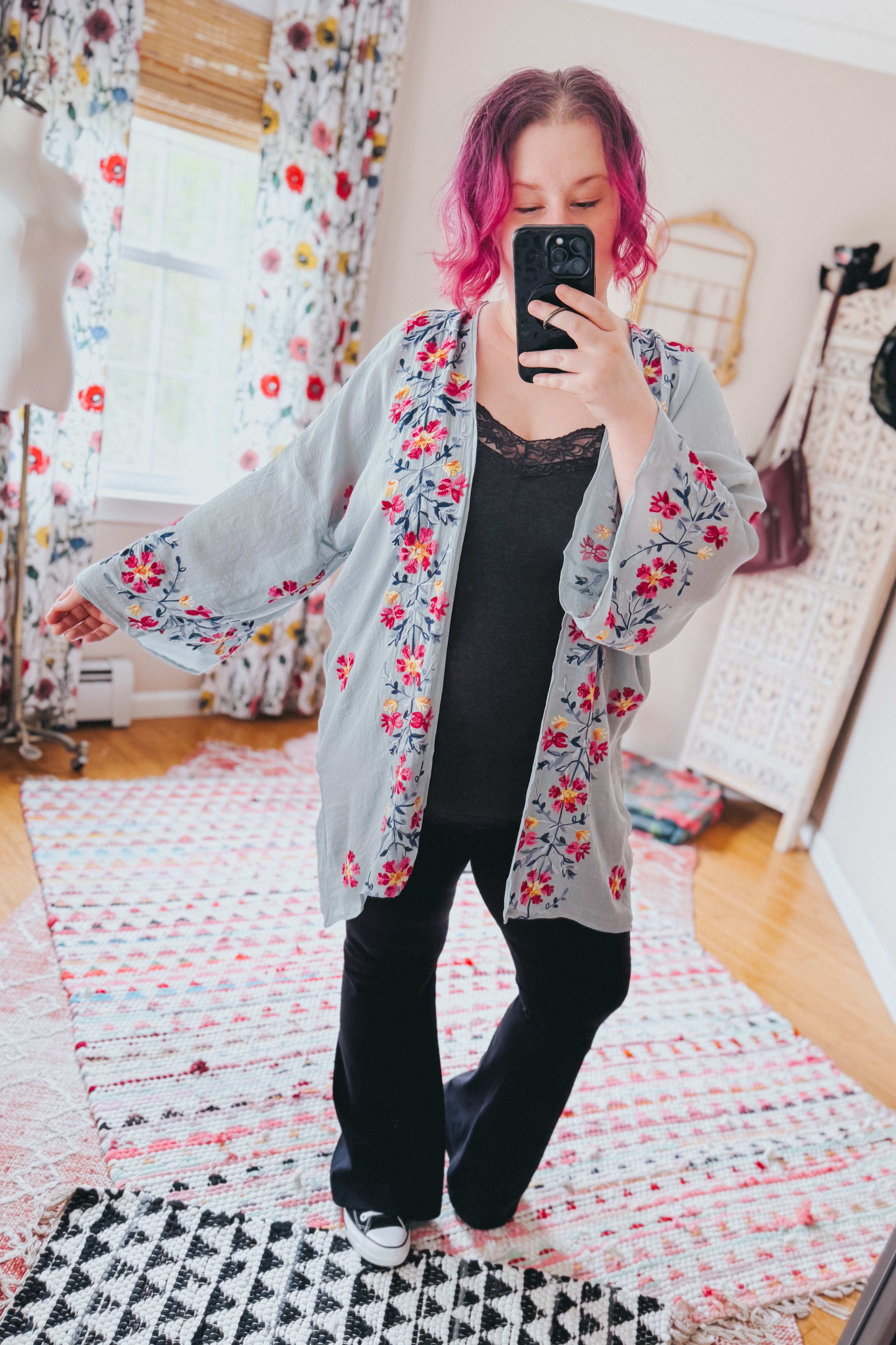 The Sweet Life Embroidered Duster • Powder Blue