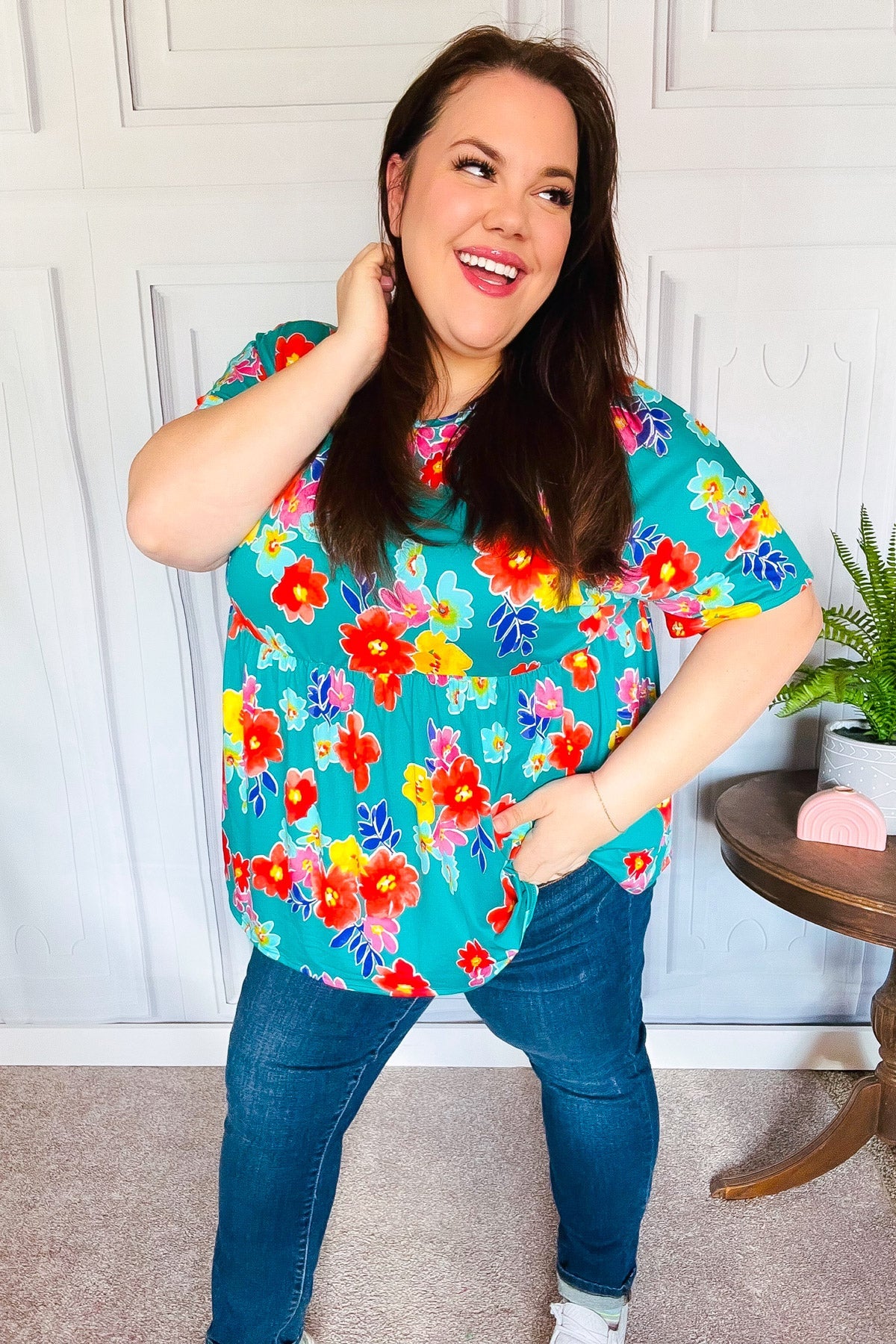 Take Me Away Retro Floral Babydoll Top