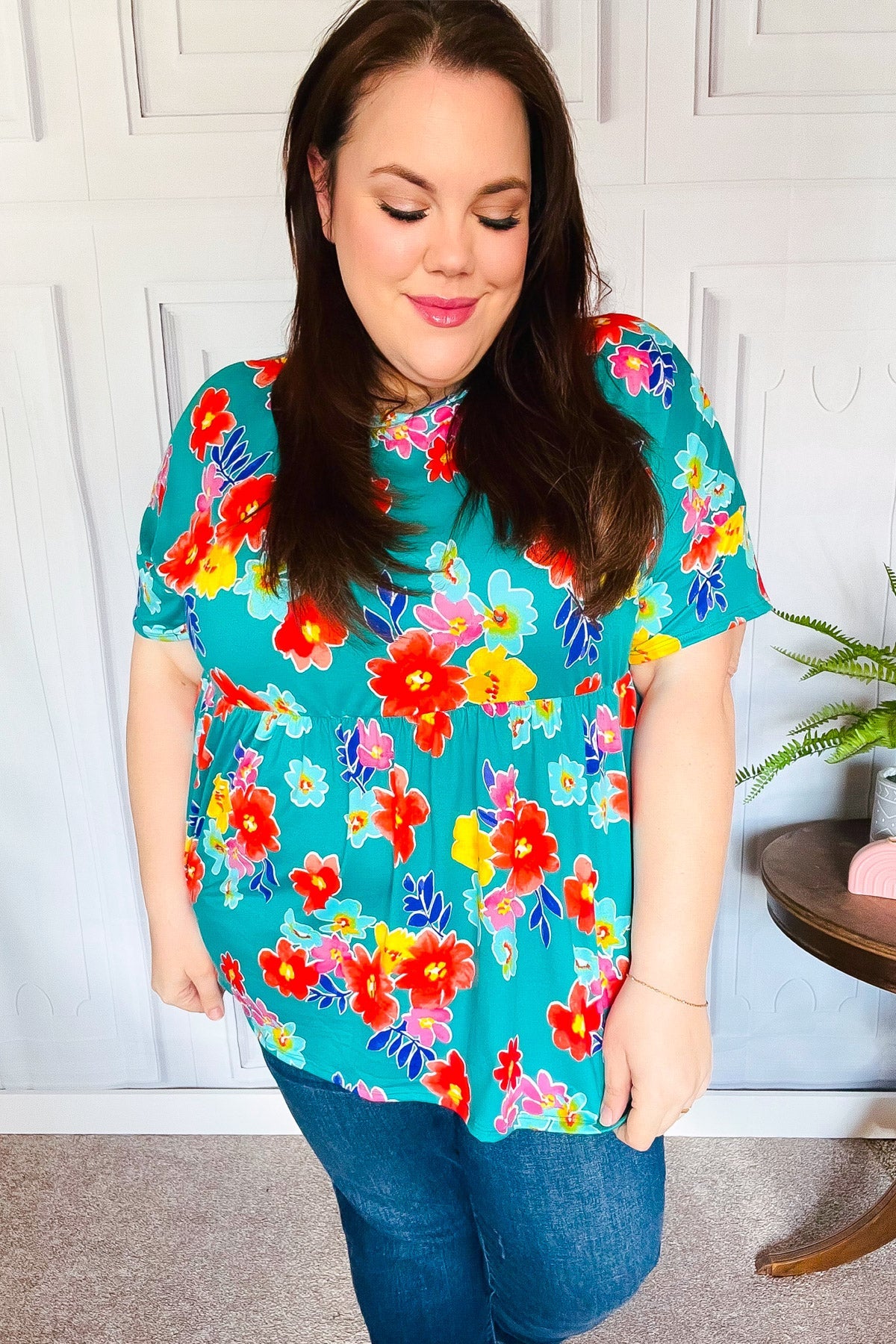 Take Me Away Retro Floral Babydoll Top
