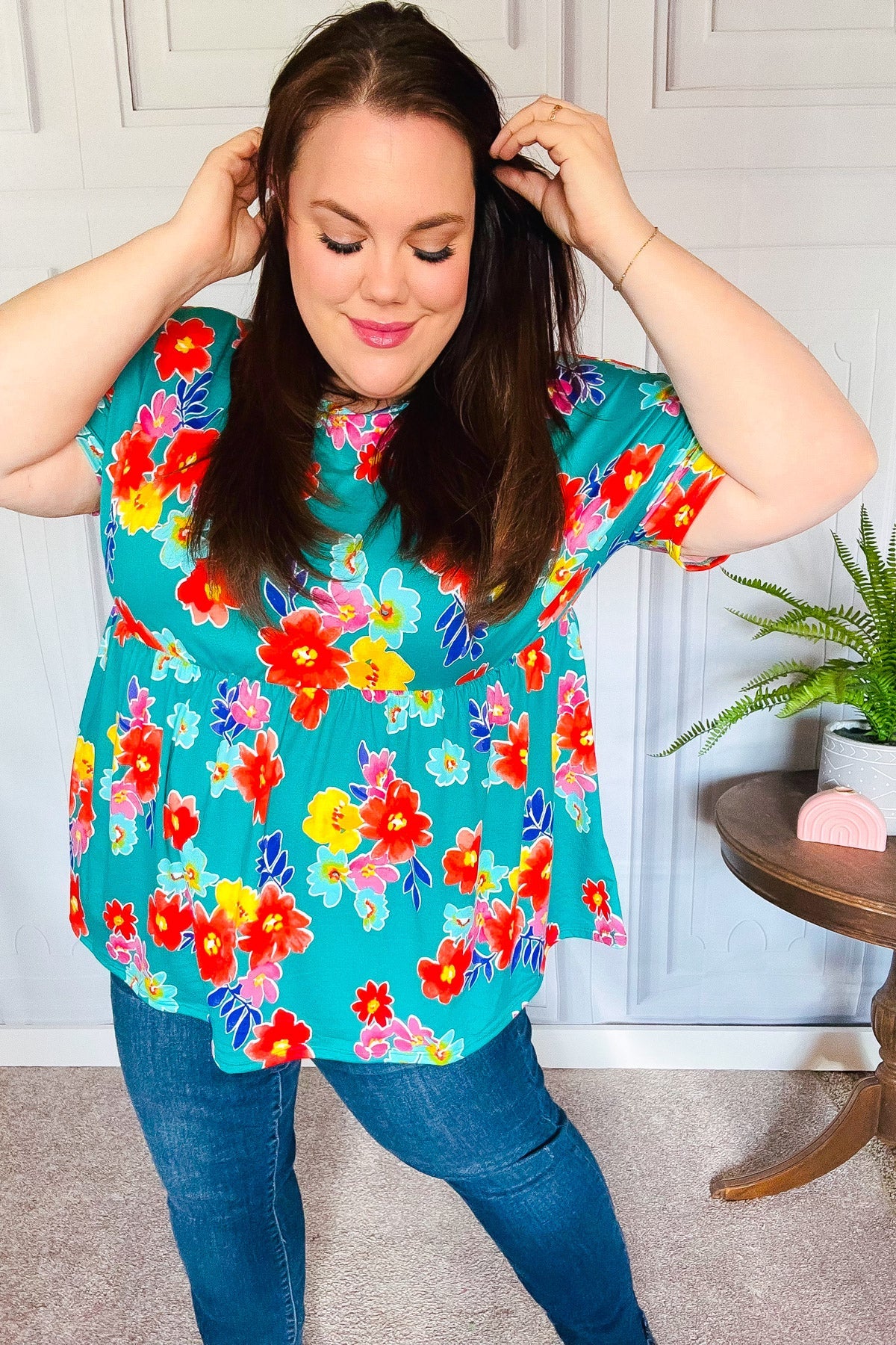 Take Me Away Retro Floral Babydoll Top