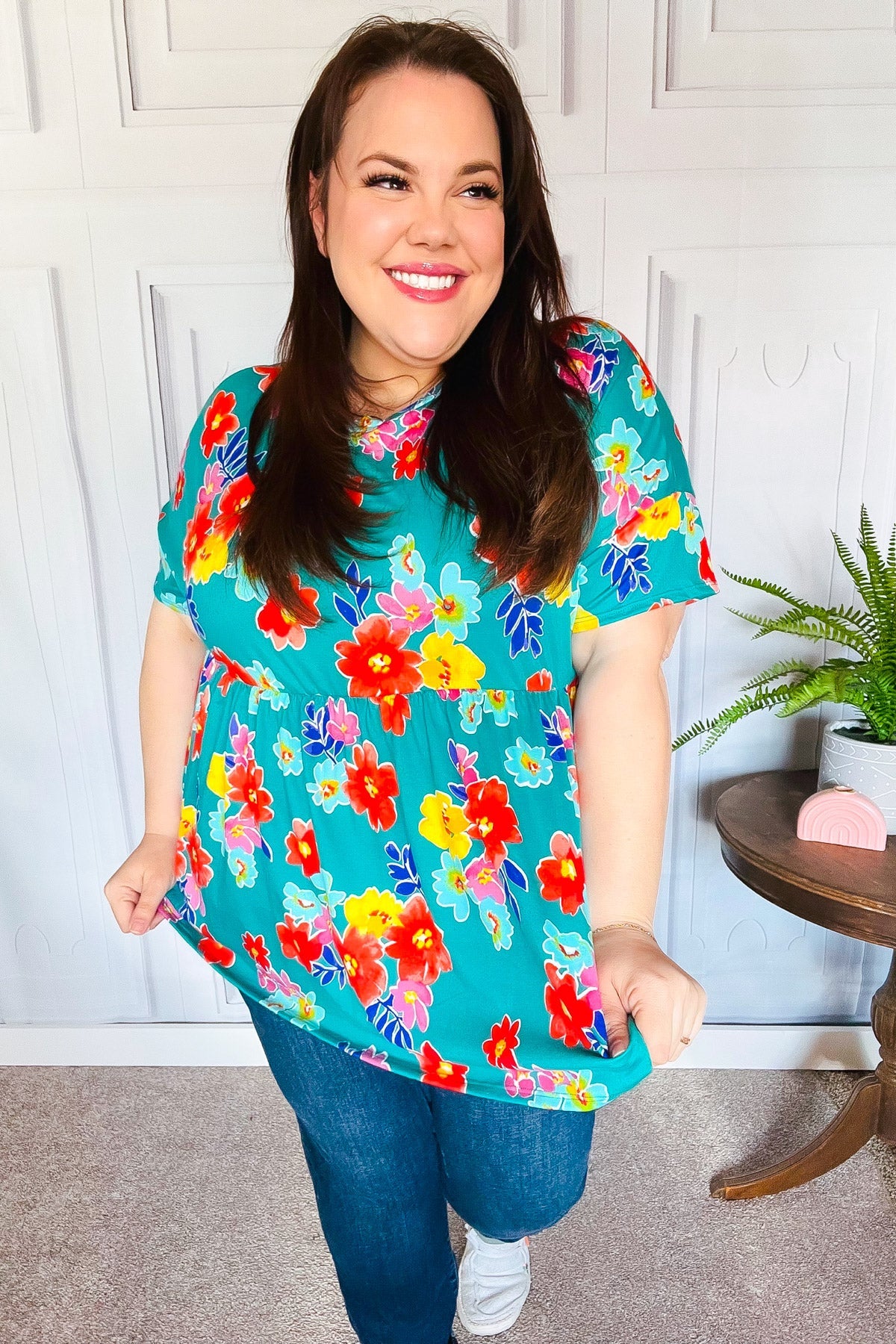 Take Me Away Retro Floral Babydoll Top
