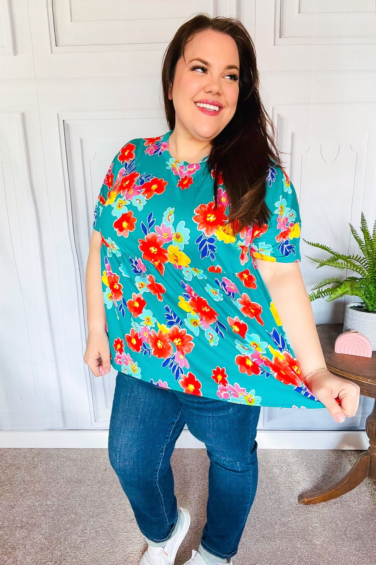 Take Me Away Retro Floral Babydoll Top