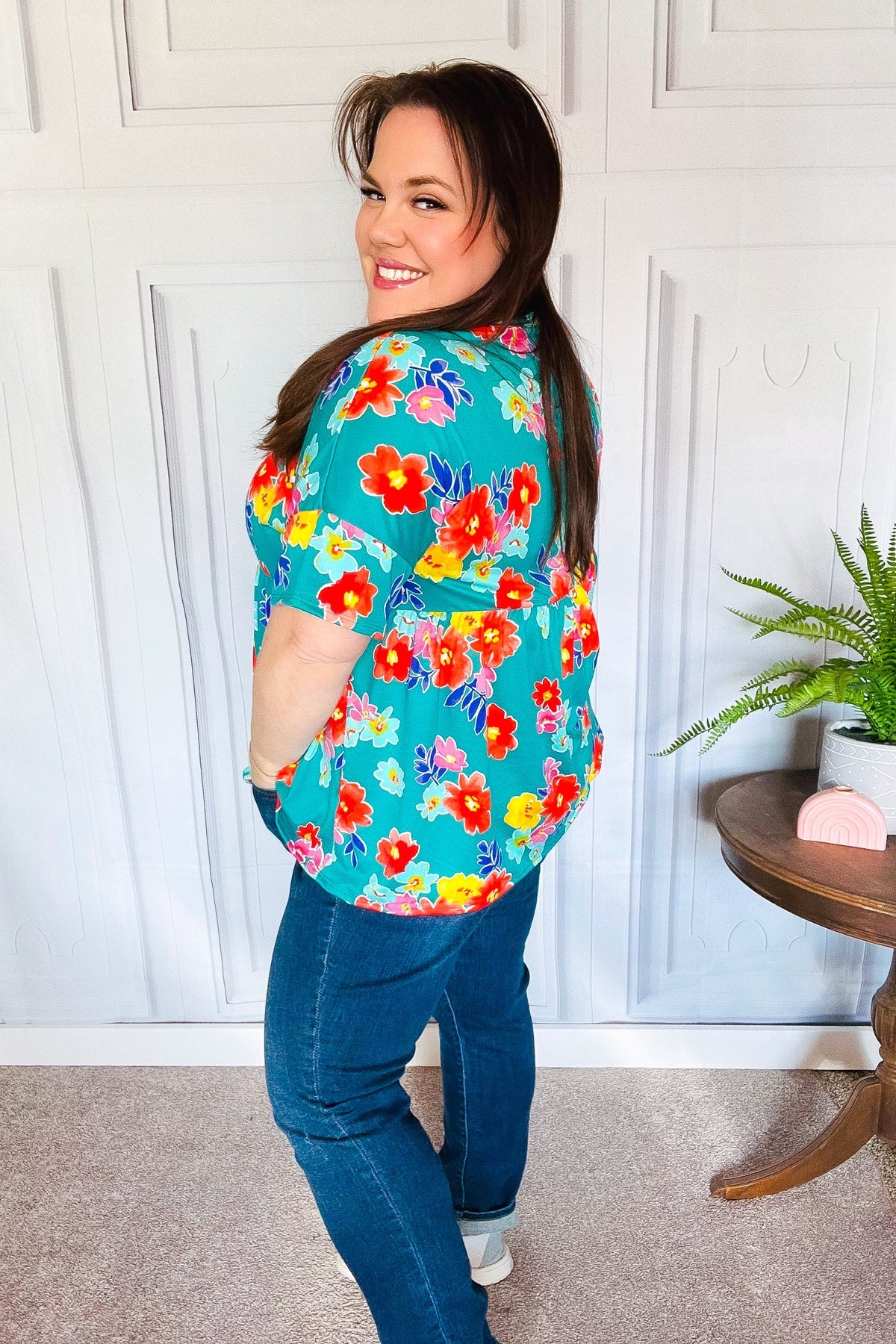 Take Me Away Retro Floral Babydoll Top
